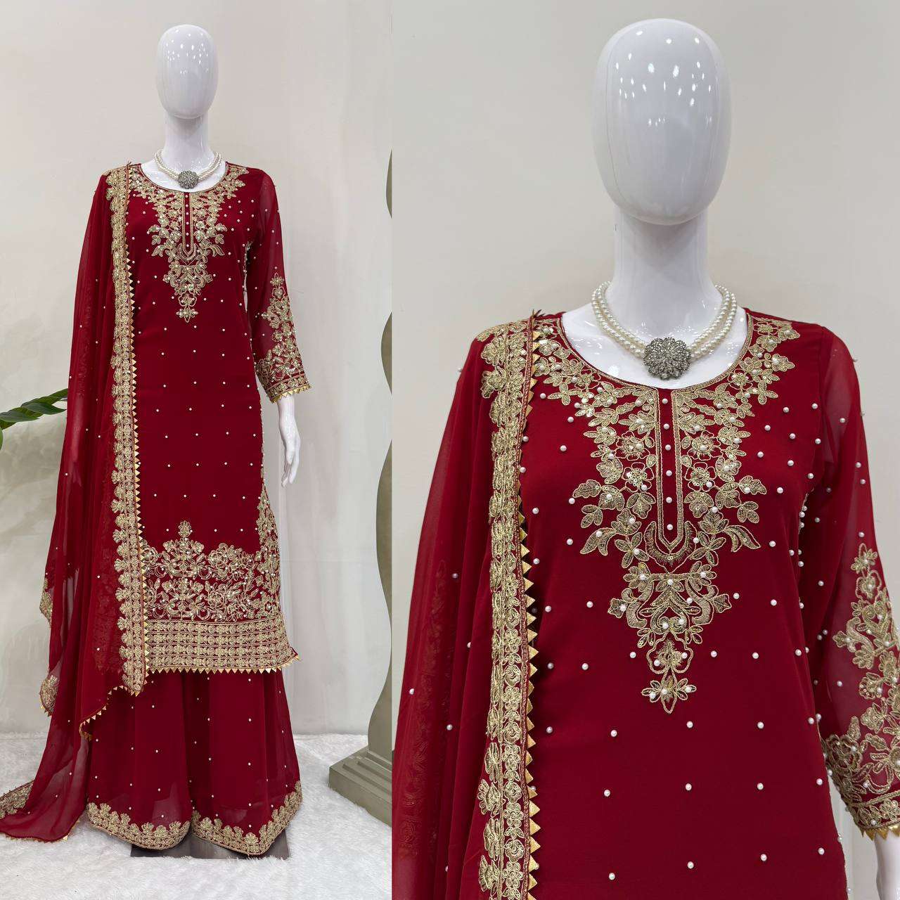 RTC 5969 SILK WITH HEAVY EMBROIDERY DESIGNER FESTIVE WEAR SHARARA SUIT