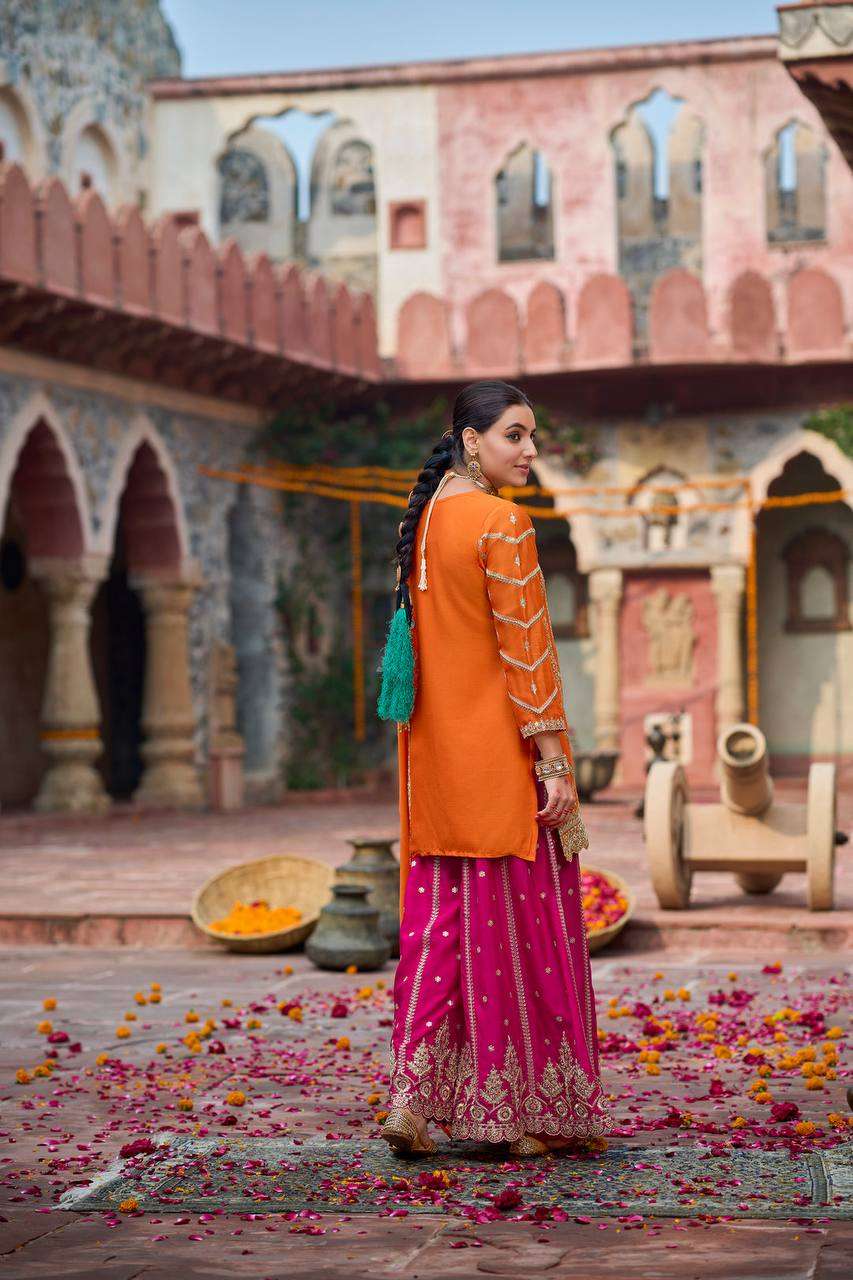 RTC 5969 SILK WITH HEAVY EMBROIDERY DESIGNER FESTIVE WEAR SHARARA SUIT