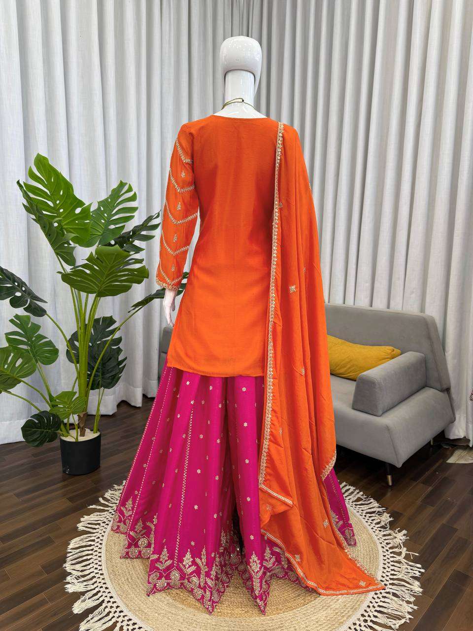 RTC 5969 SILK WITH HEAVY EMBROIDERY DESIGNER FESTIVE WEAR SHARARA SUIT