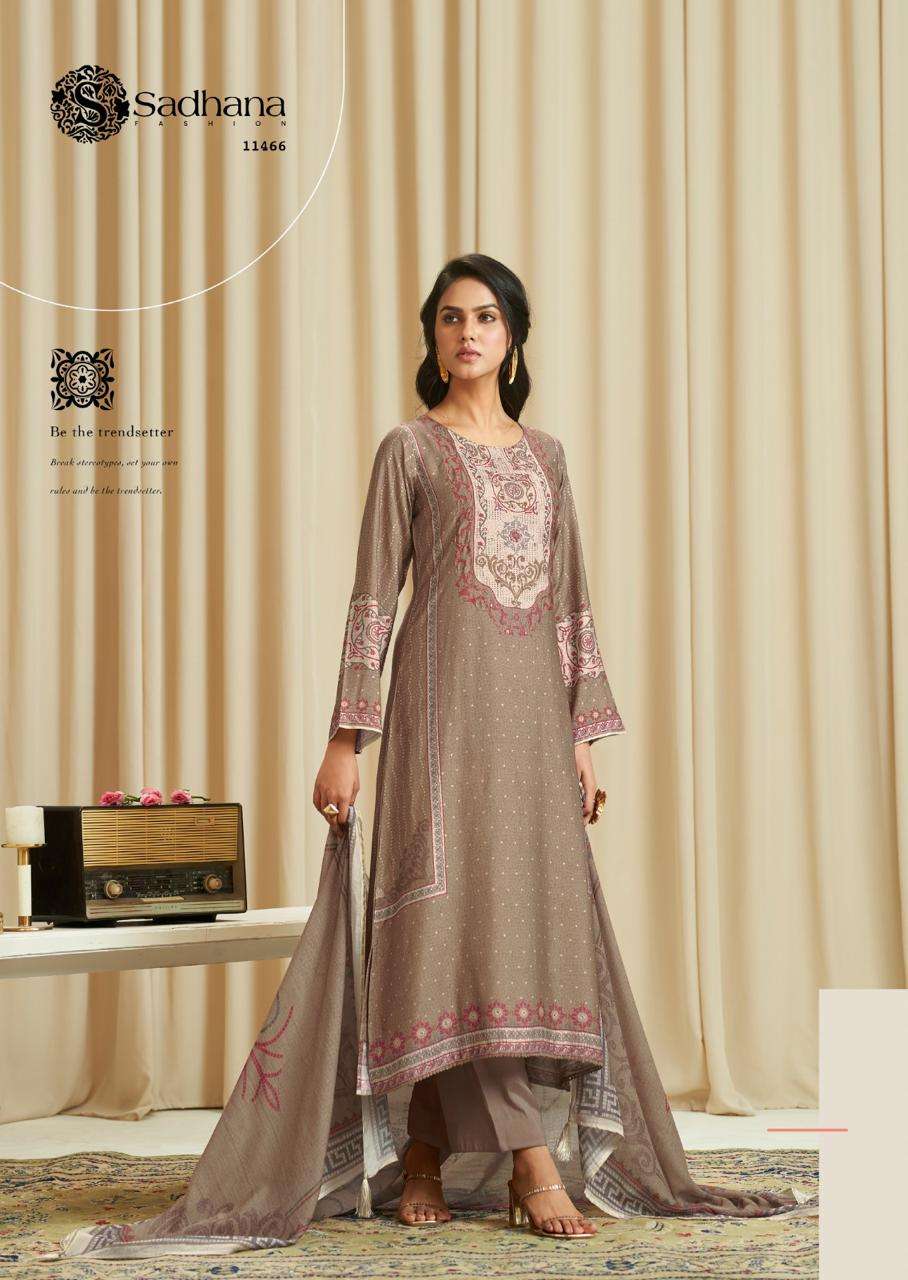 SADHANA FASHION BA DASTOOR MUSLIN SILK DIGITAL PRINT WITH FANCY WORK SUIT