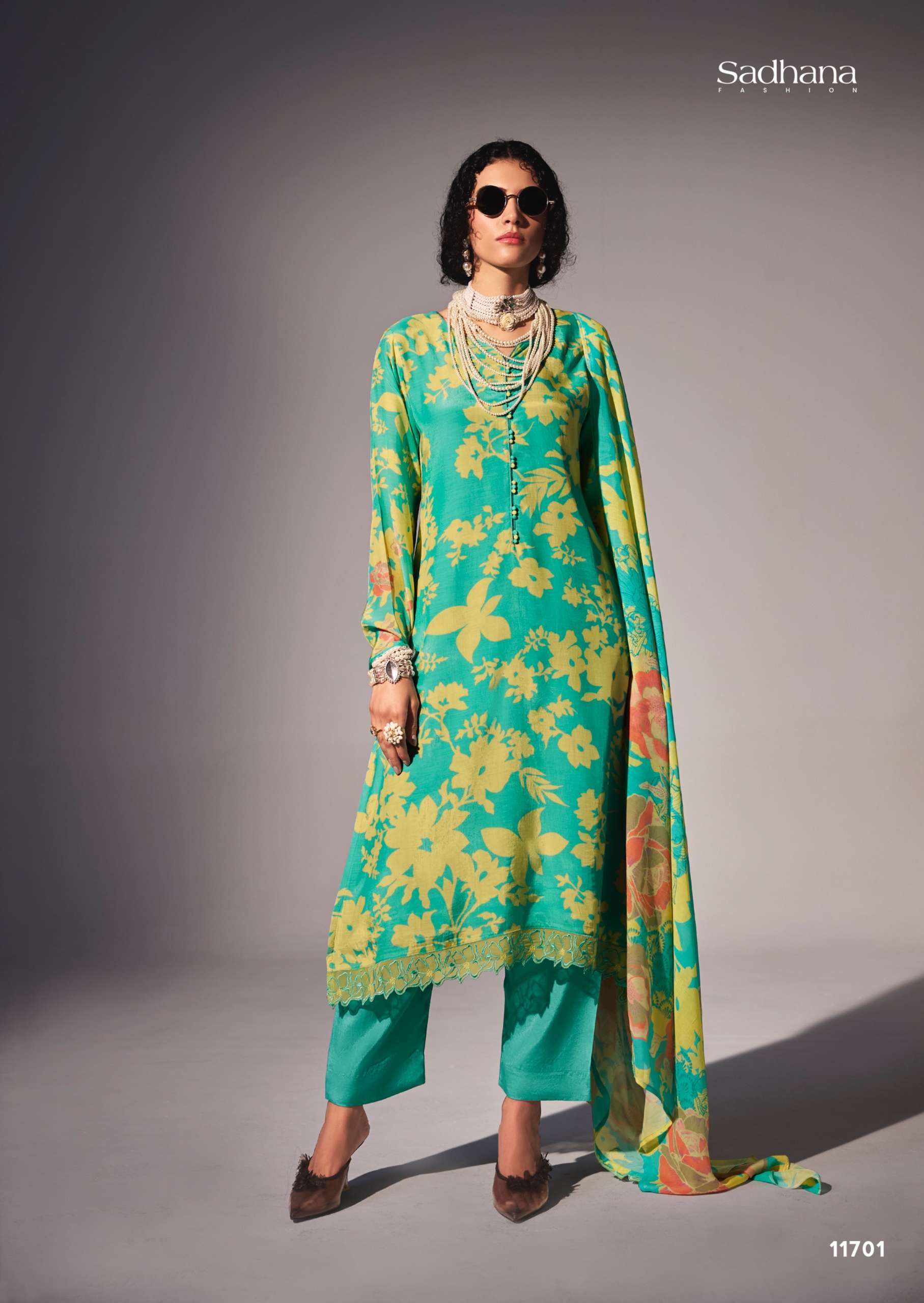 SADHANA FASHION NIMRI MUSLIN SILK DIGITAL PRINT WITH FANCY WORK SUITS 