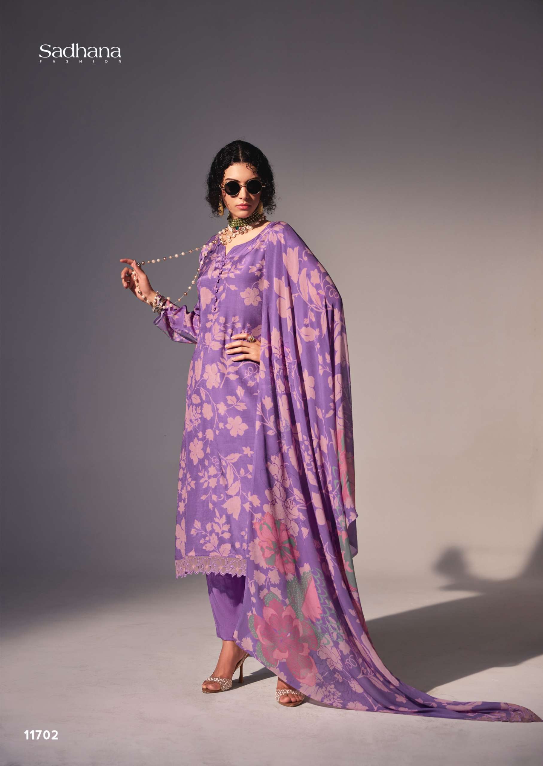 SADHANA FASHION NIMRI MUSLIN SILK DIGITAL PRINT WITH FANCY WORK SUITS 