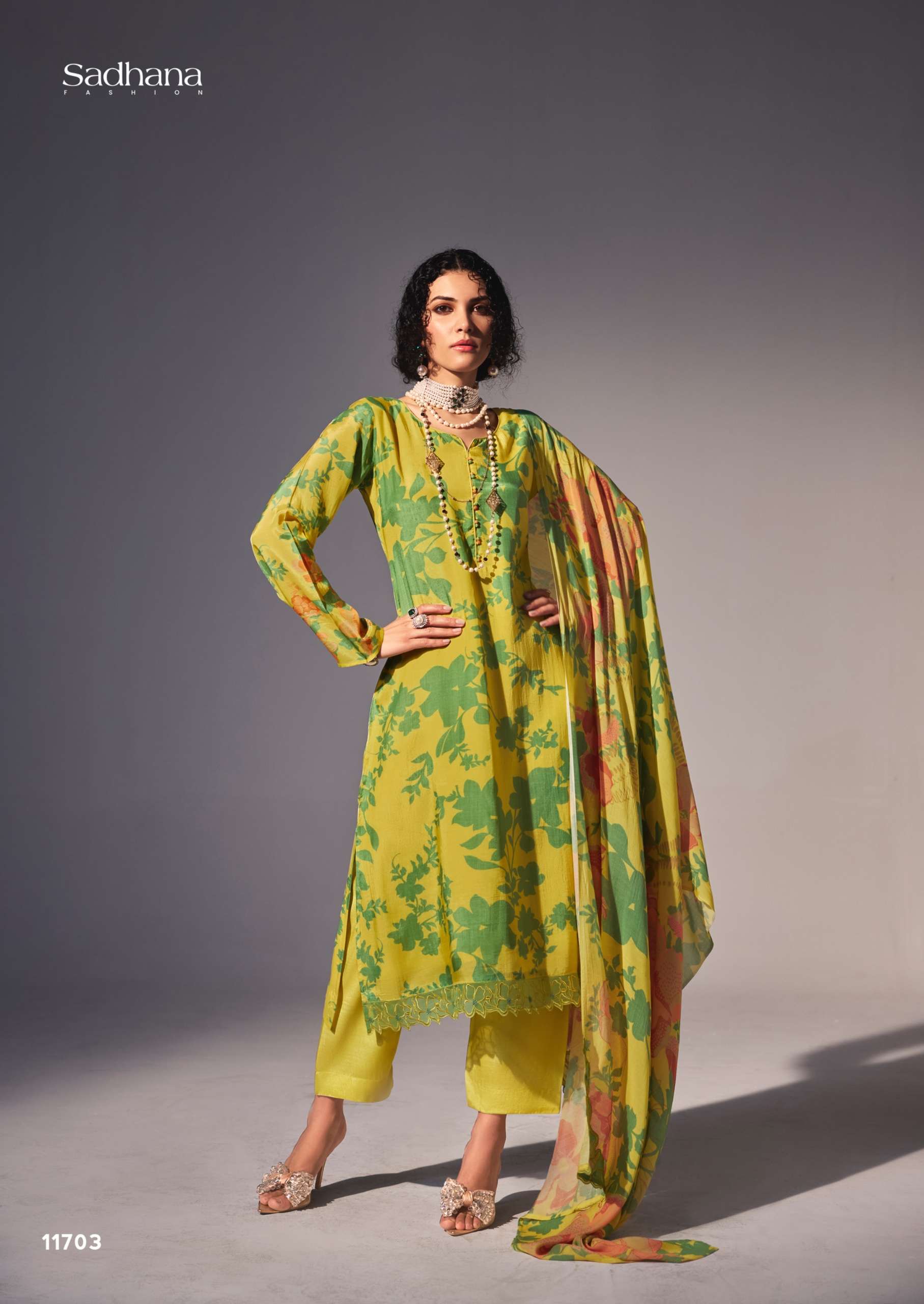 SADHANA FASHION NIMRI MUSLIN SILK DIGITAL PRINT WITH FANCY WORK SUITS 