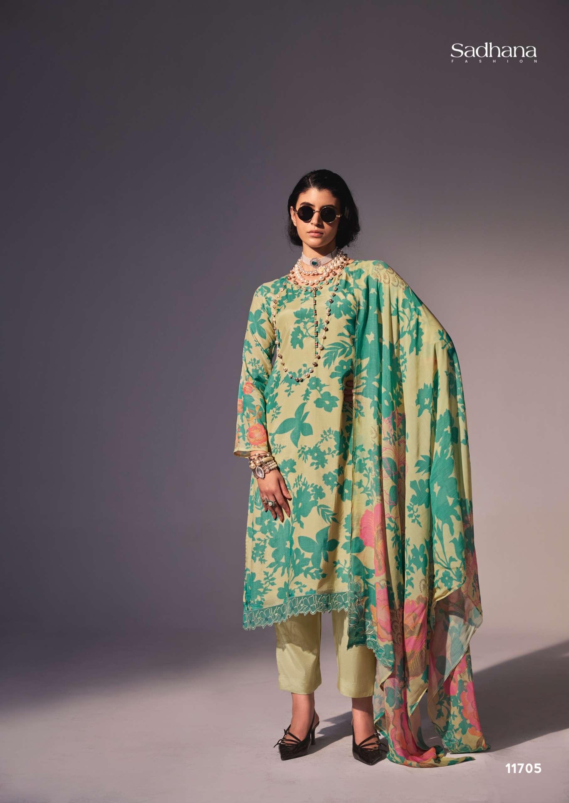 SADHANA FASHION NIMRI MUSLIN SILK DIGITAL PRINT WITH FANCY WORK SUITS 