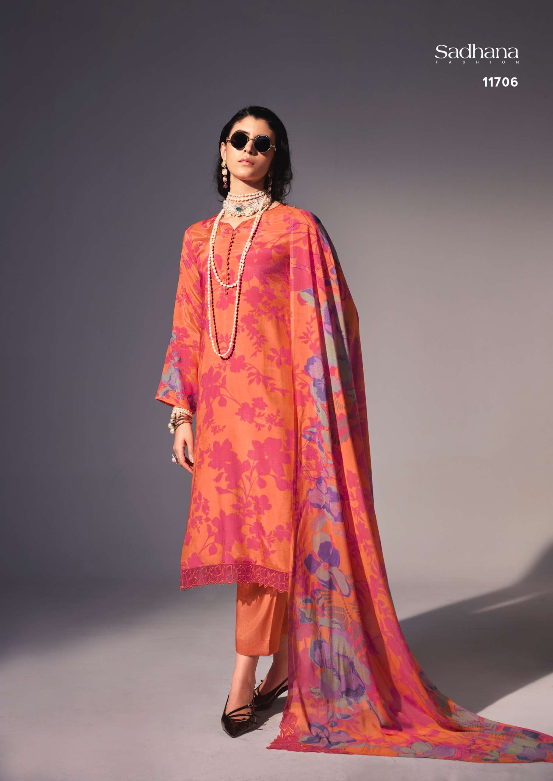 SADHANA FASHION NIMRI MUSLIN SILK DIGITAL PRINT WITH FANCY WORK SUITS 