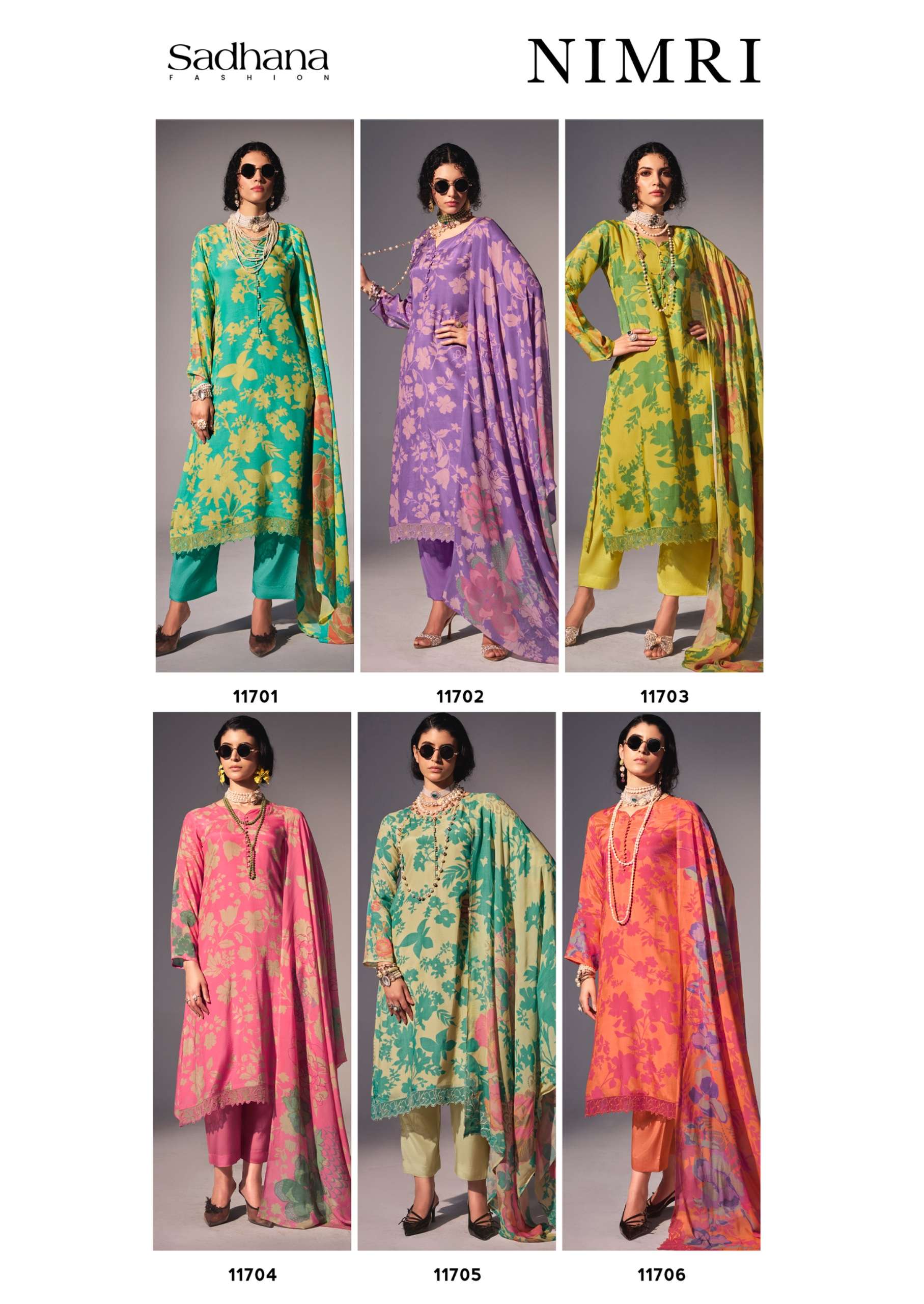 SADHANA FASHION NIMRI MUSLIN SILK DIGITAL PRINT WITH FANCY WORK SUITS 