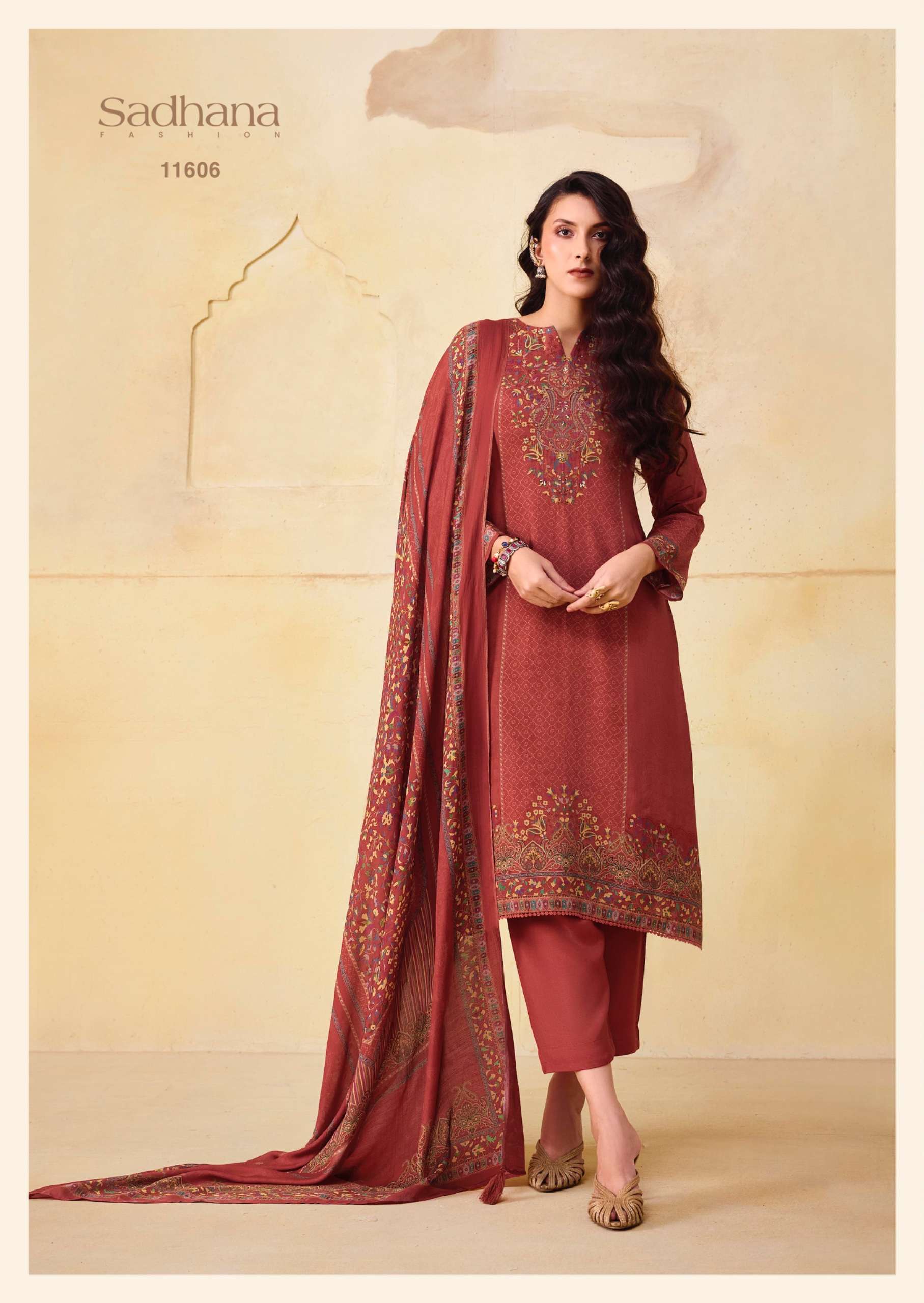  SADHANA FASHION OLIVIA MUSLIN SILK DIGITAL PRINT WITH FANCY WORK SUIT