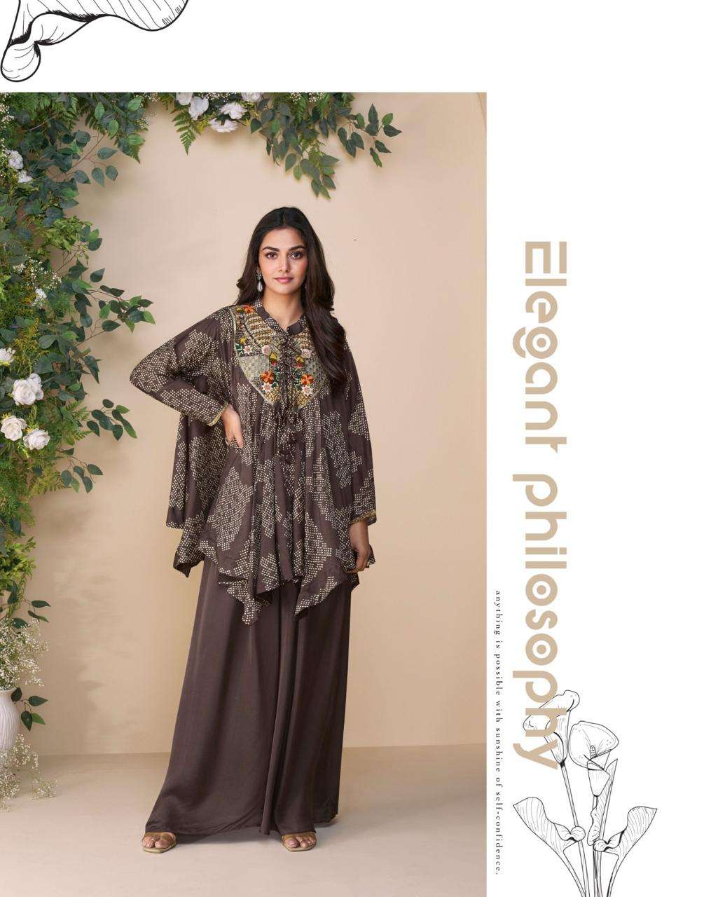 SAYURI DESIGNER CLASSIC SILK BEAUTIFUL PARTY WEAR LOOK PONCHO STYLE LOOK TOP WITH PLAZZO SET