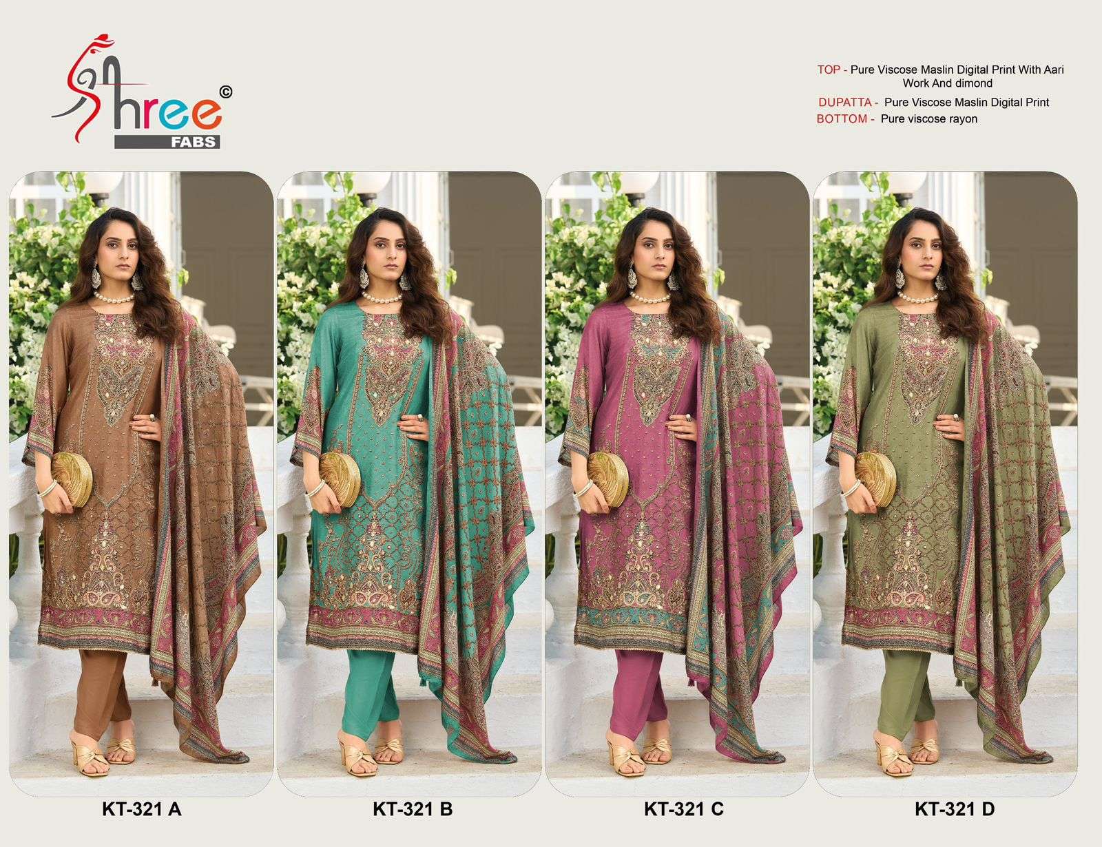 SHREE FABS KA 321 VISCOSE DESIGNER WORK FESTIVE WEAR PAKISTANI SUIT