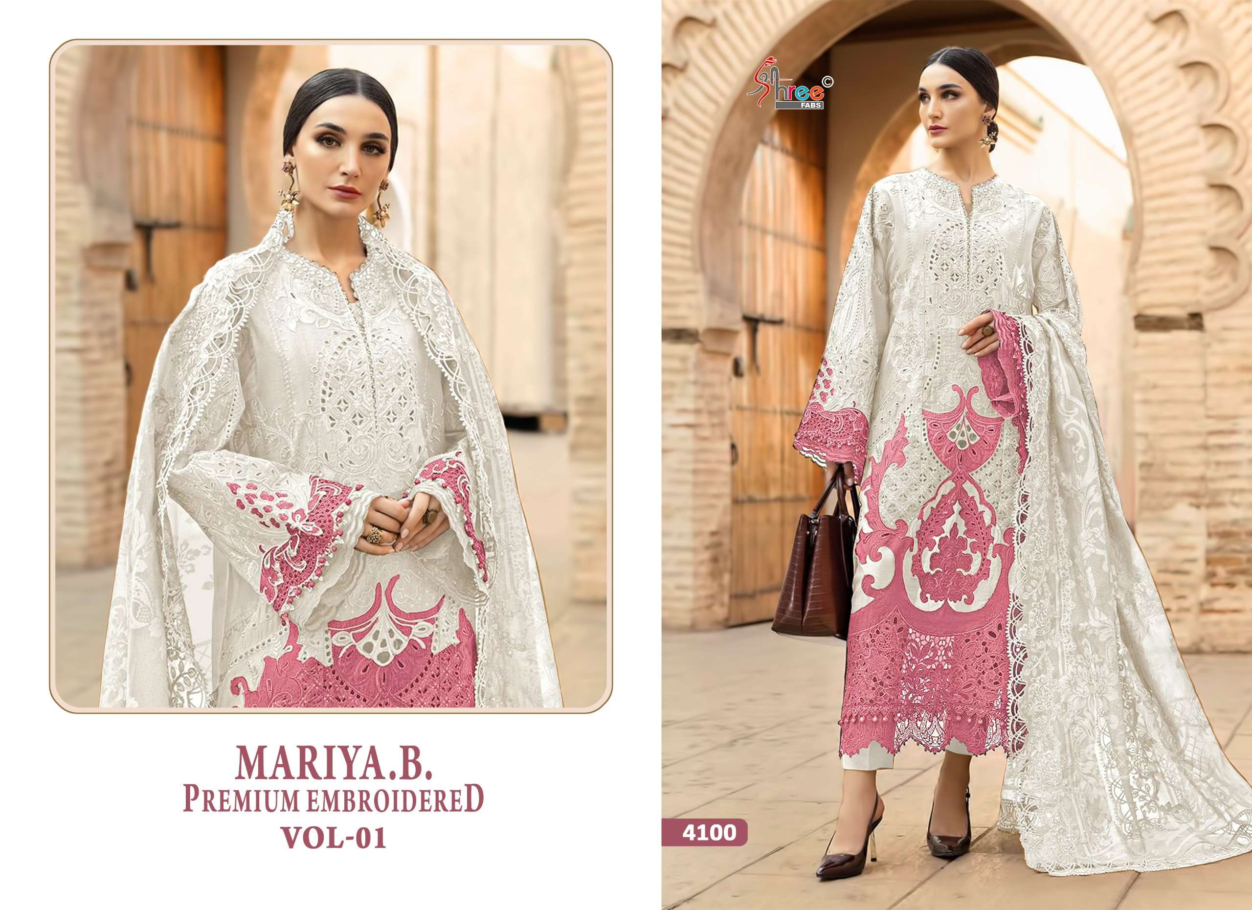 SHREE FABS MARIYA B PREMIUM EMBROIDERED VOL 1 COTTON HEAVY DESIGNER WORK SUIT