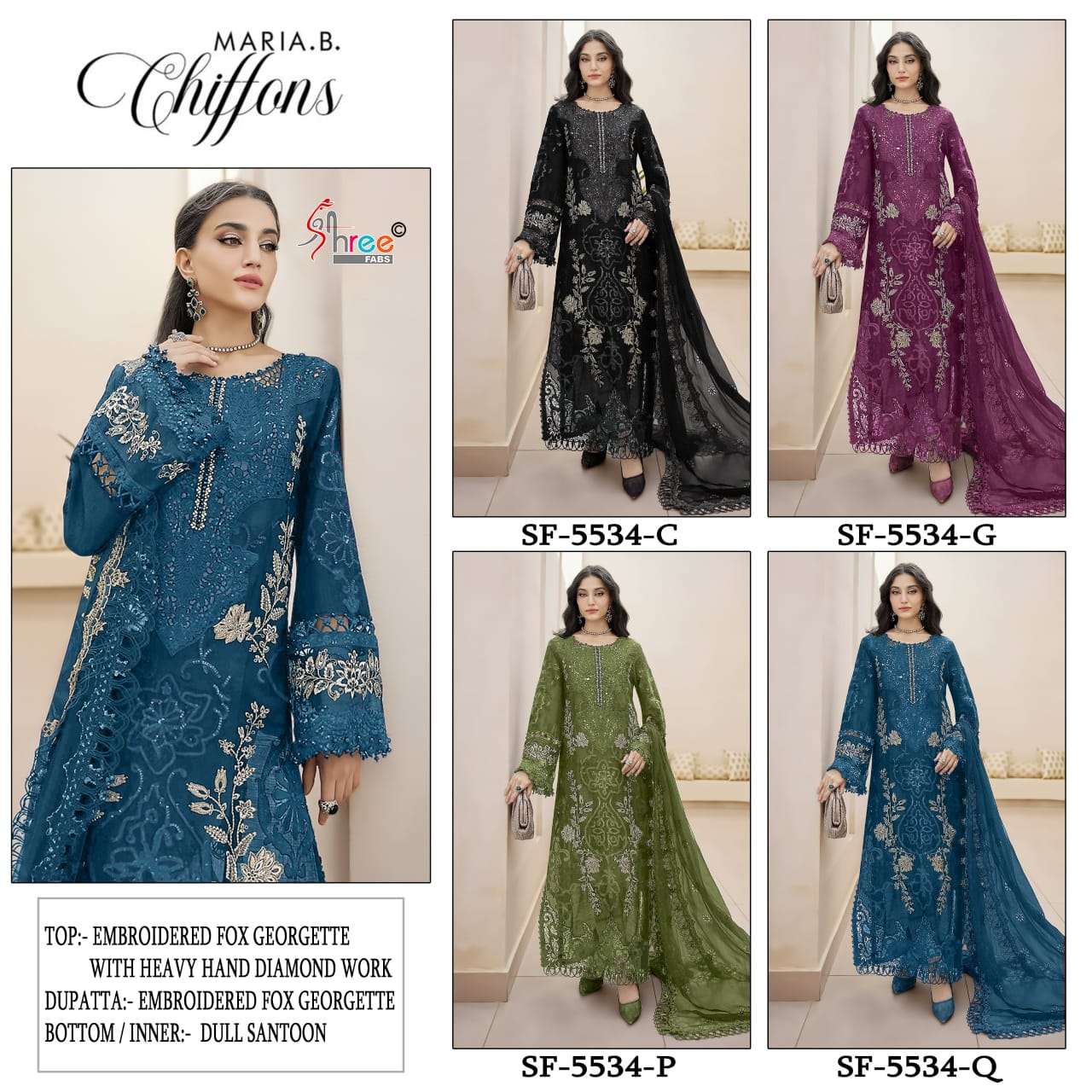 SHREE FABS SF 5534 CGPQ GEORGETTE HEAVY EMBROIDERED DESIGNER PAKISTANI SUIT