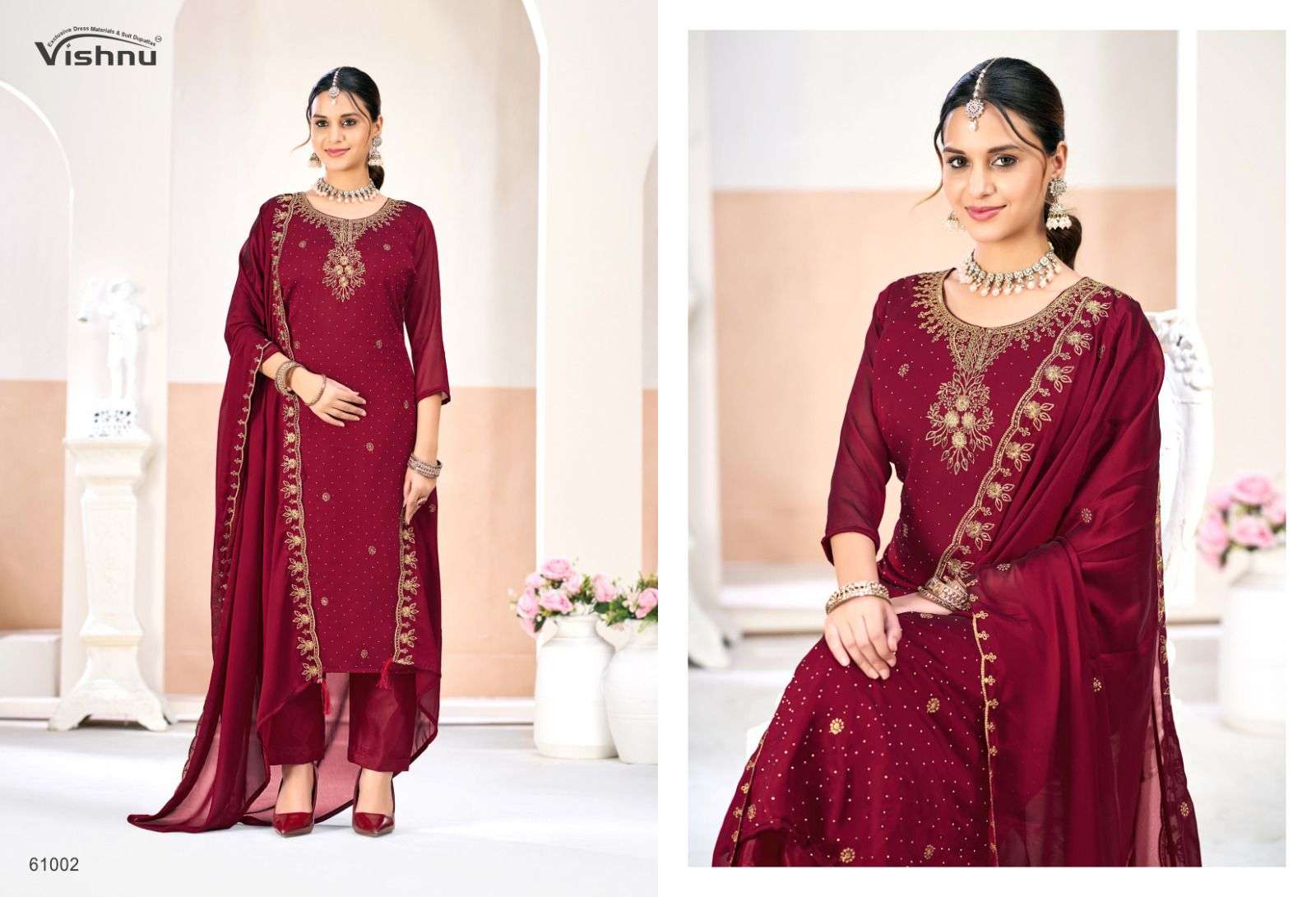 VISHNU IMPEX GULMA GEORGETTE FANCY DESIGNER WORK LADIES SUIT