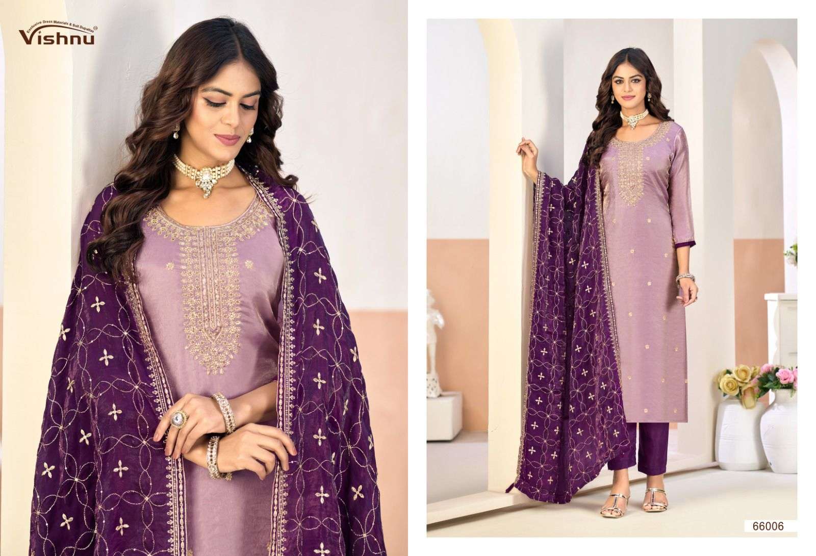 VISHNU IMPEX ROOBAL SILK FANCY EMBROIDERY WORK LADIES SUIT