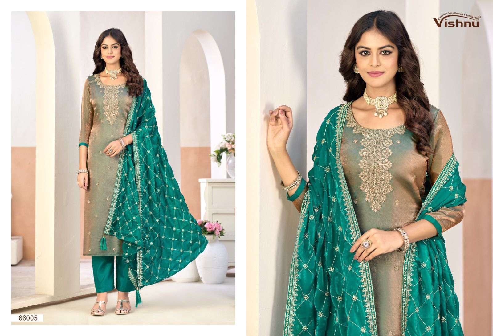 VISHNU IMPEX ROOBAL SILK FANCY EMBROIDERY WORK LADIES SUIT