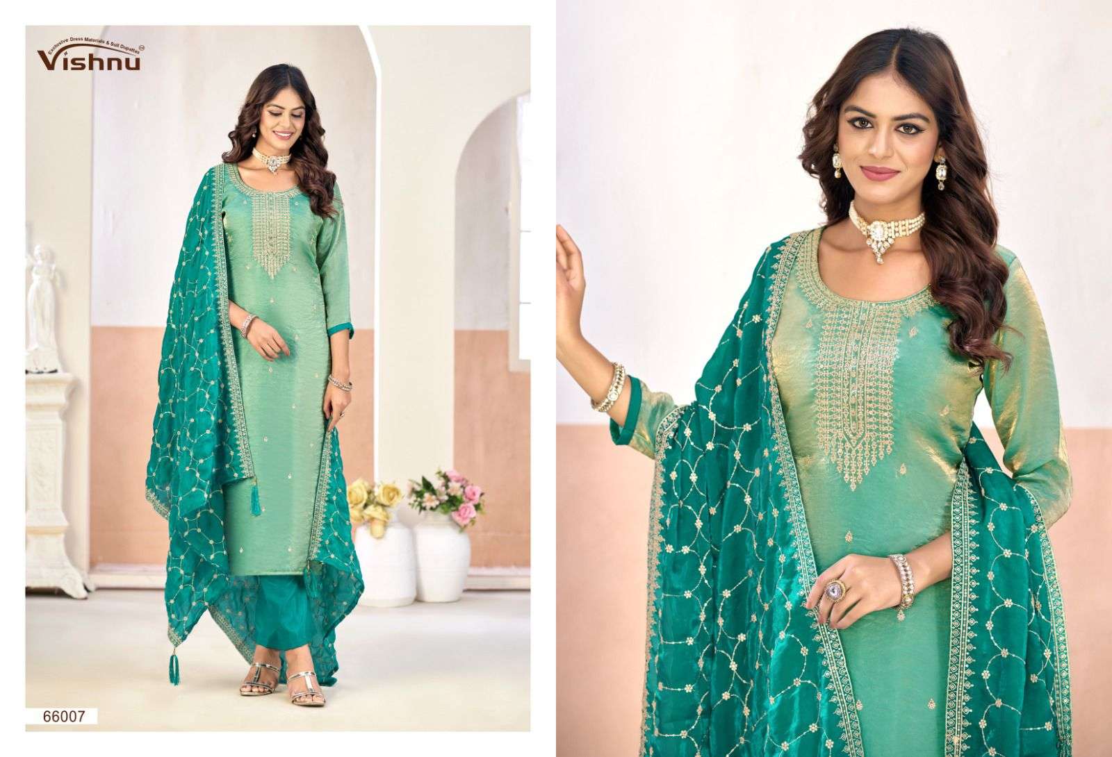 VISHNU IMPEX ROOBAL SILK FANCY EMBROIDERY WORK LADIES SUIT