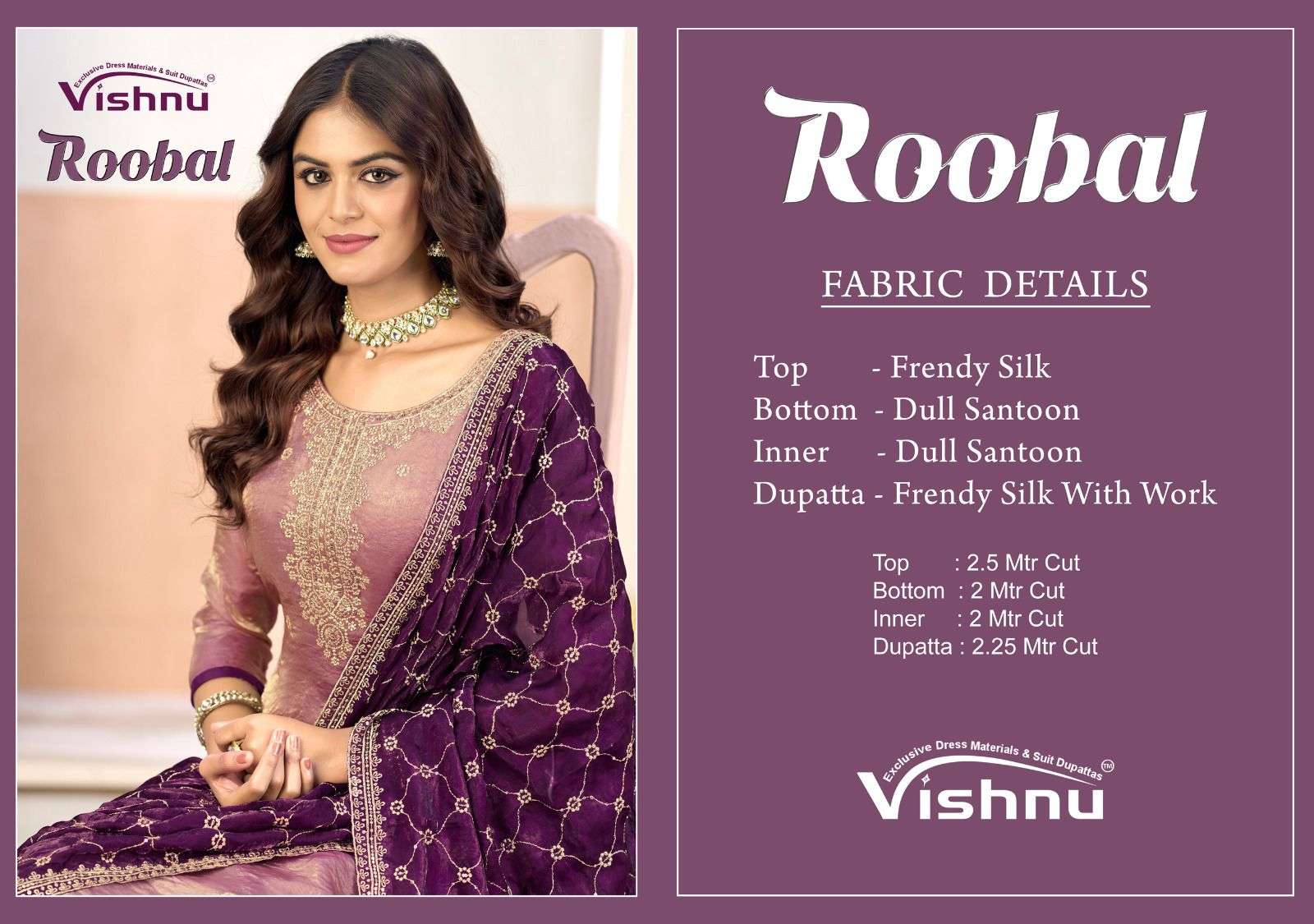 VISHNU IMPEX ROOBAL SILK FANCY EMBROIDERY WORK LADIES SUIT
