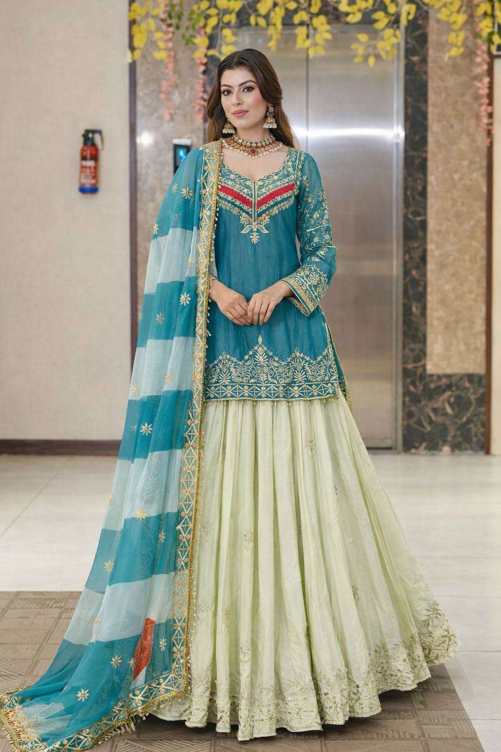 ZC 8008 SILK DESIGNER PARTY WEAR TOP WITH LEHENGA AND DUPATTA 
