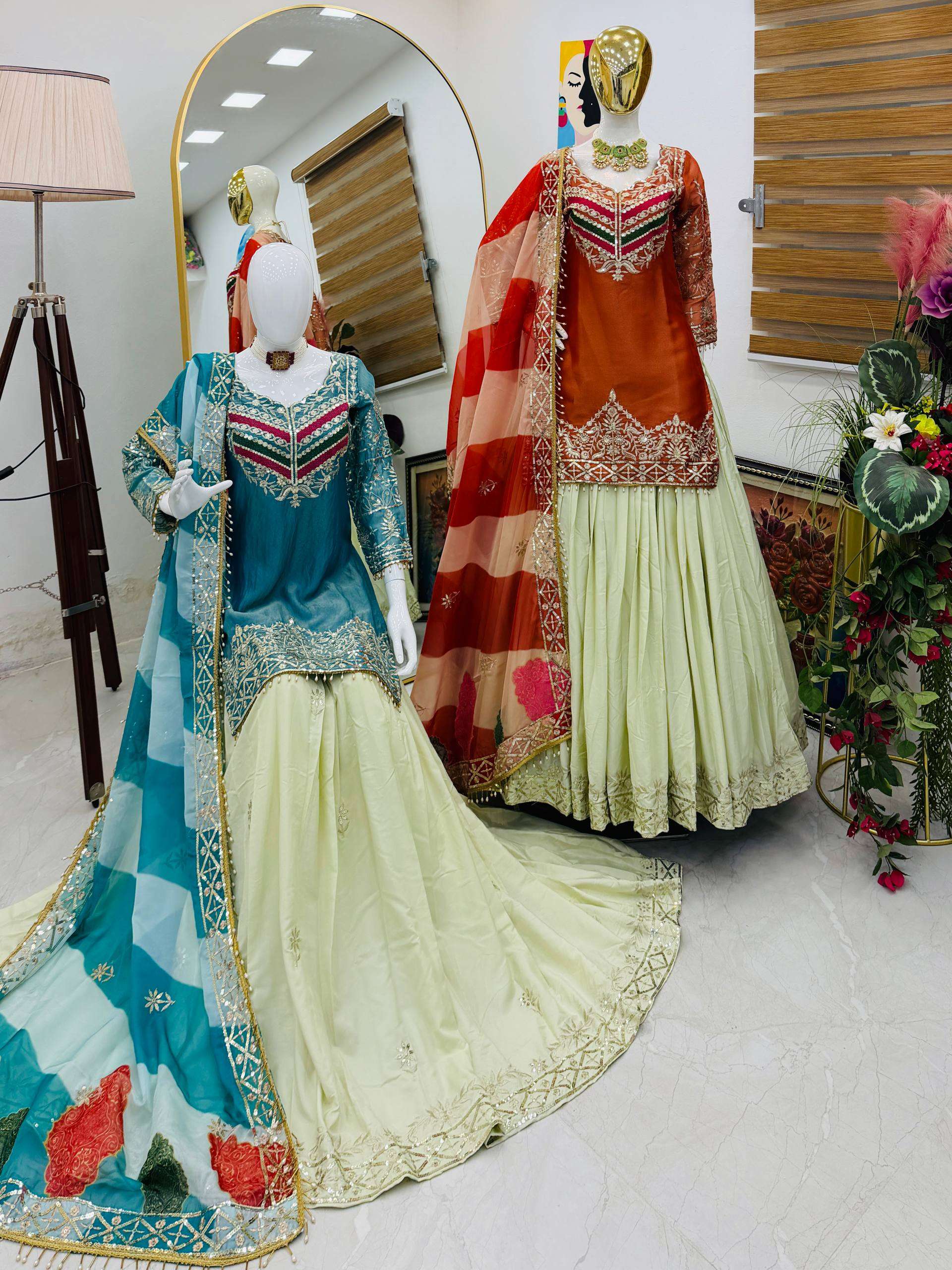 ZC 8008 SILK DESIGNER PARTY WEAR TOP WITH LEHENGA AND DUPATTA 