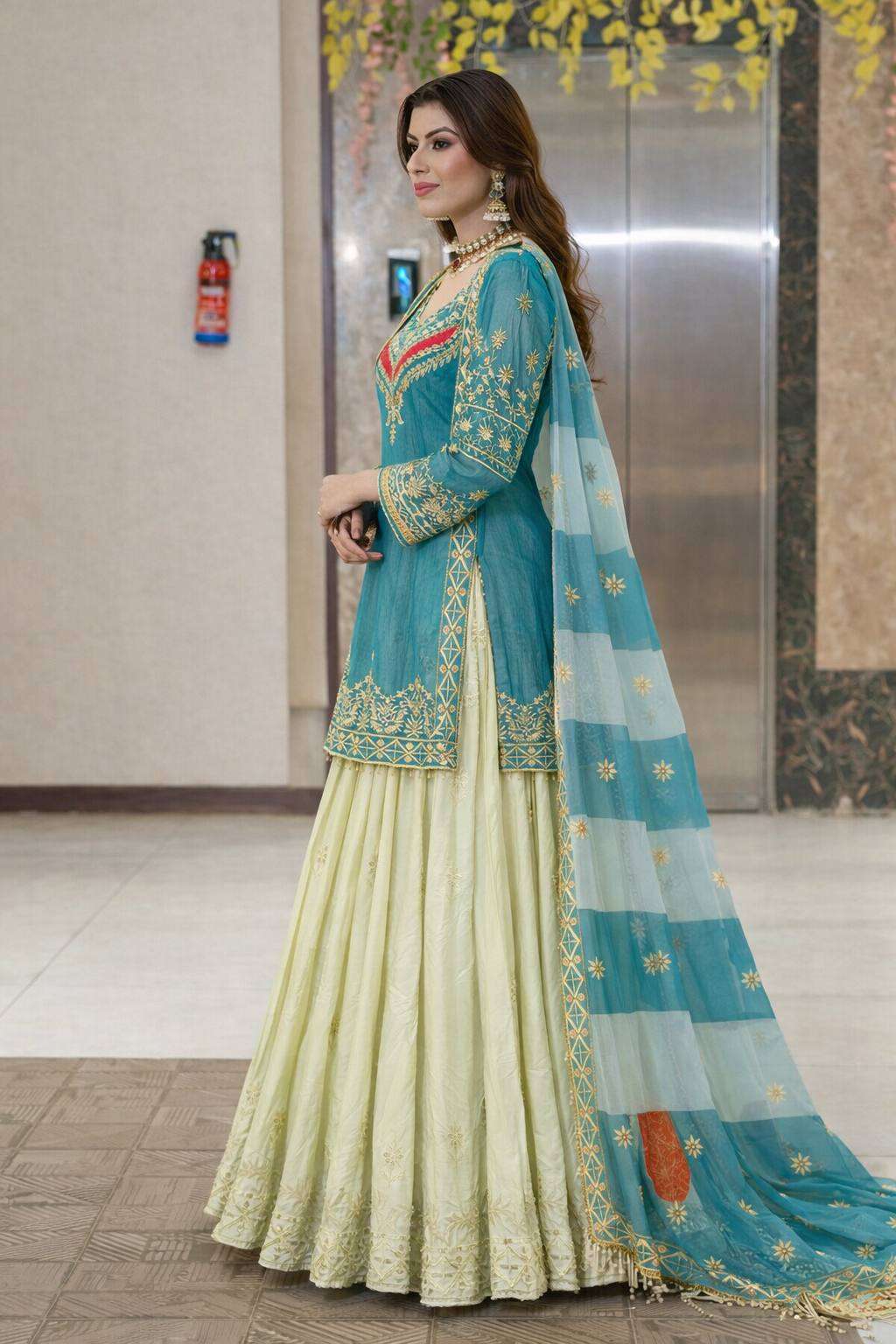 ZC 8008 SILK DESIGNER PARTY WEAR TOP WITH LEHENGA AND DUPATTA 