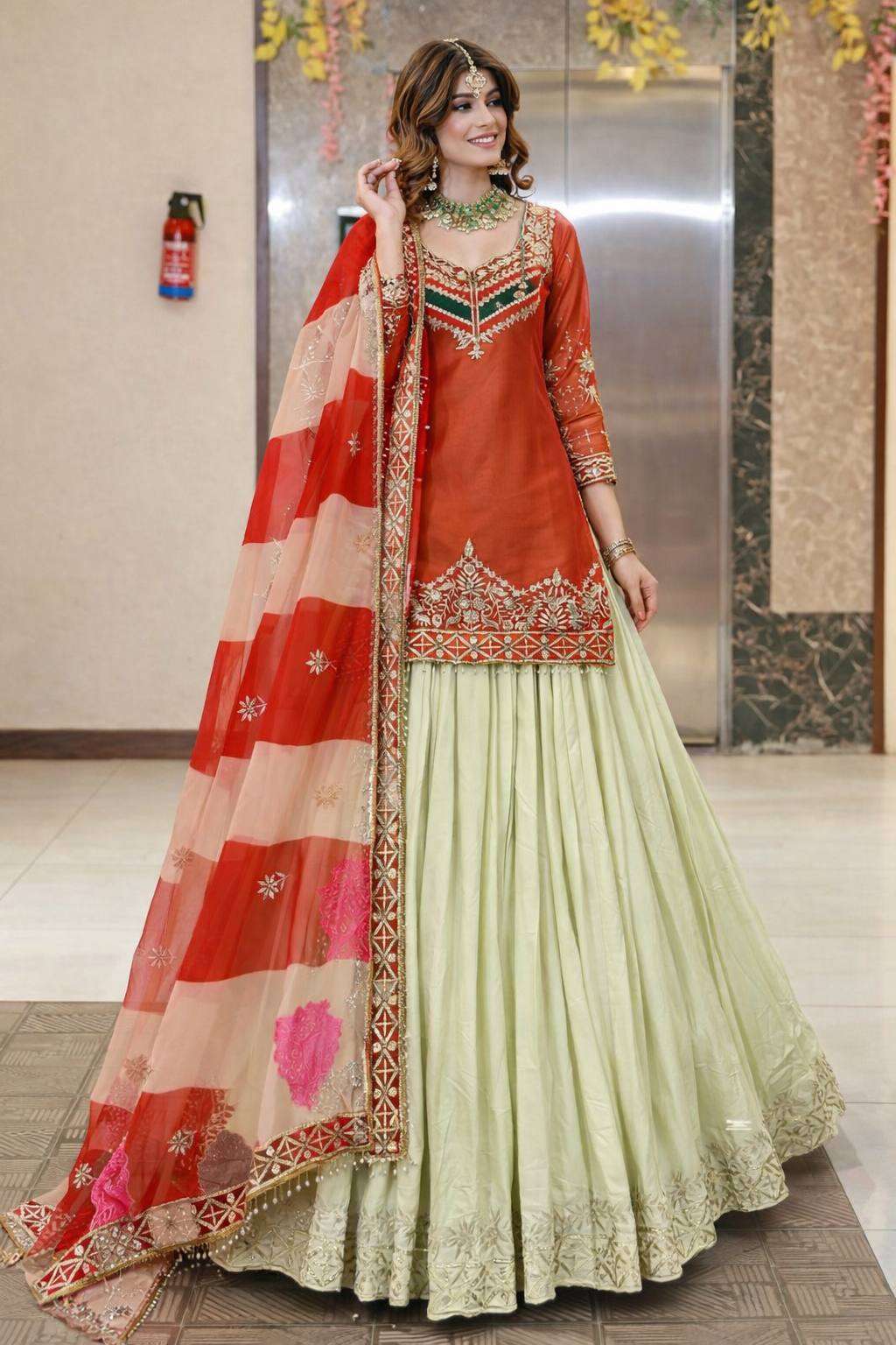 ZC 8008 SILK DESIGNER PARTY WEAR TOP WITH LEHENGA AND DUPATTA 