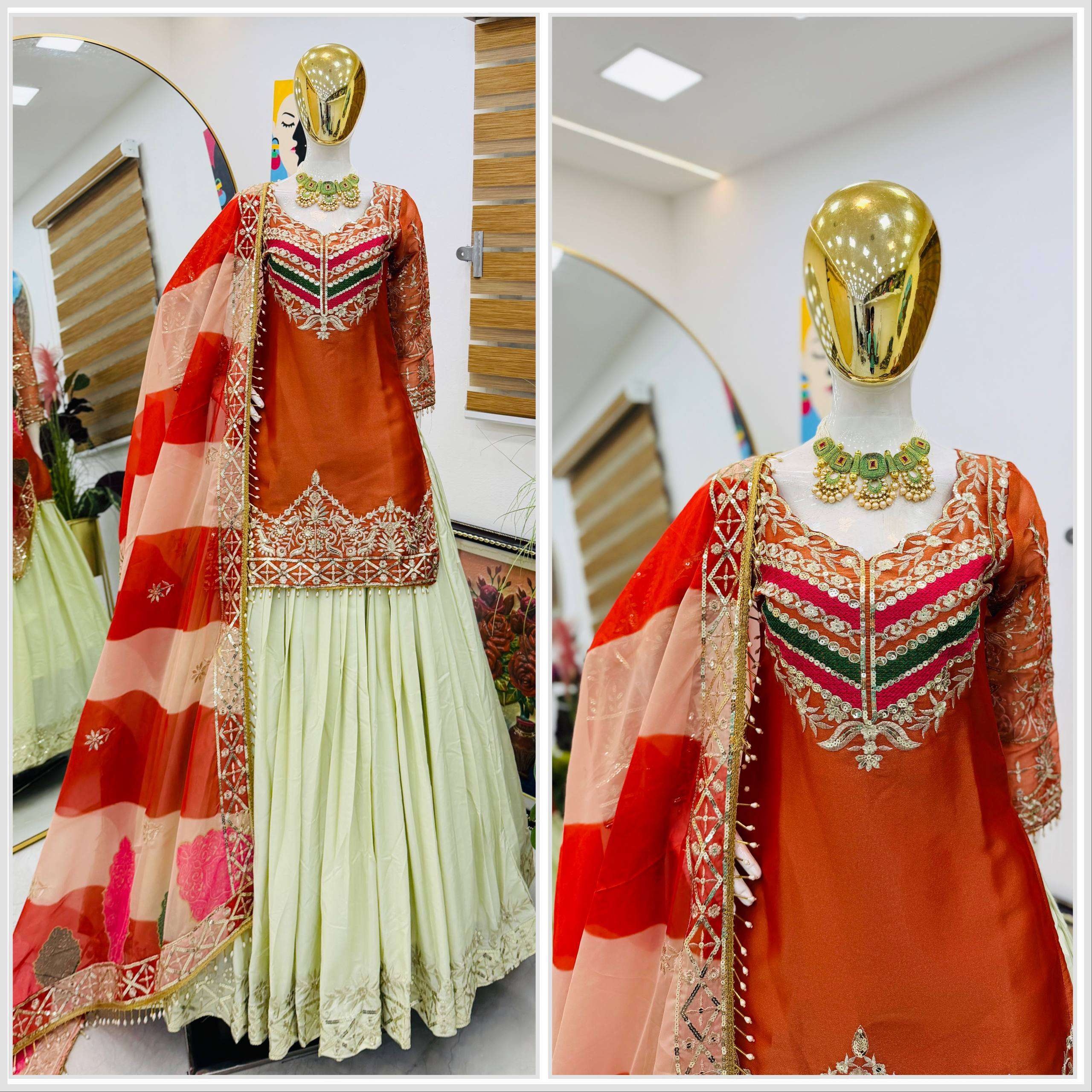 ZC 8008 SILK DESIGNER PARTY WEAR TOP WITH LEHENGA AND DUPATTA 