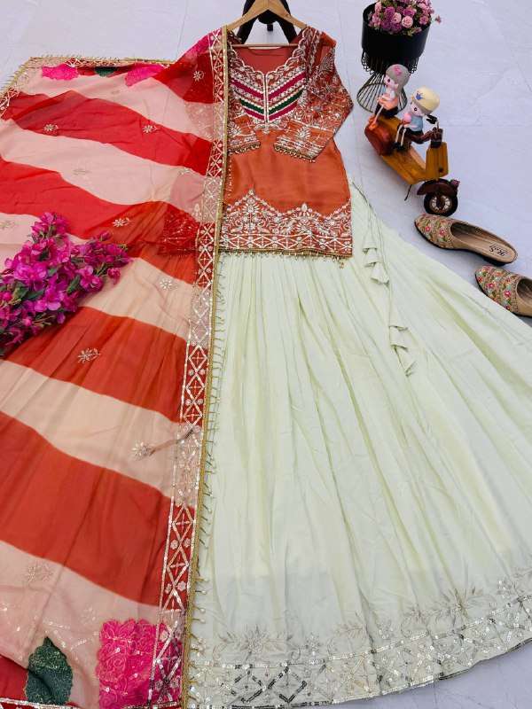 ZC 8008 SILK DESIGNER PARTY WEAR TOP WITH LEHENGA AND DUPATTA 
