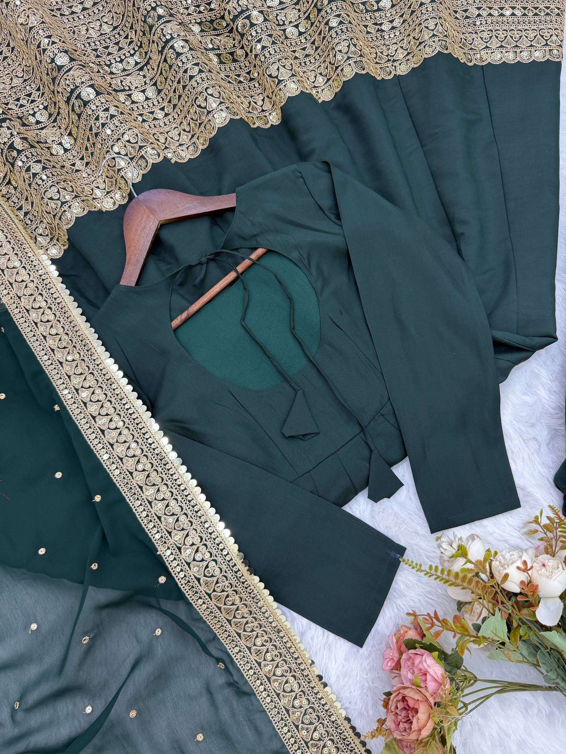 ZSR 3152 SILK DESIGNER PARTY WEAR LONG ANARKALI GOWN BOTTOM AND DUPATTA SET 