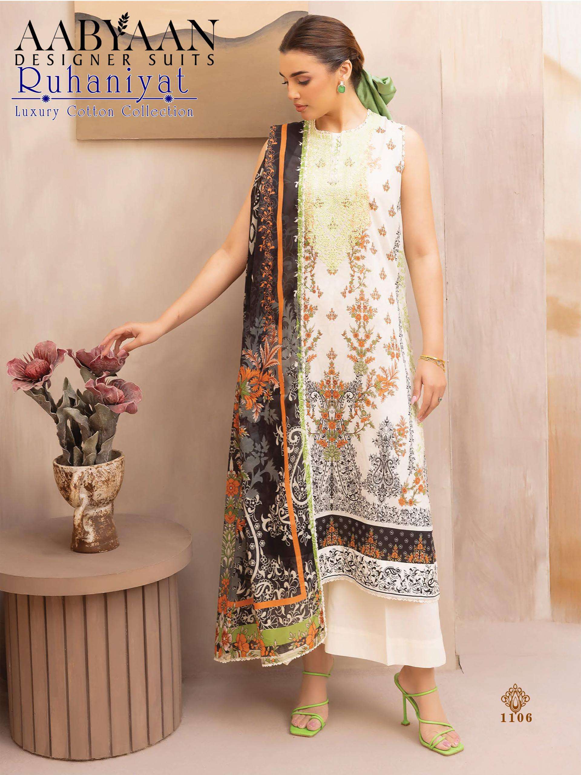 AABYAAN DESIGNER SUIT RUHANIYAT VOL 11 COTTON DIGITAL KARACHI STYLE PRINT SALWAR SUIT