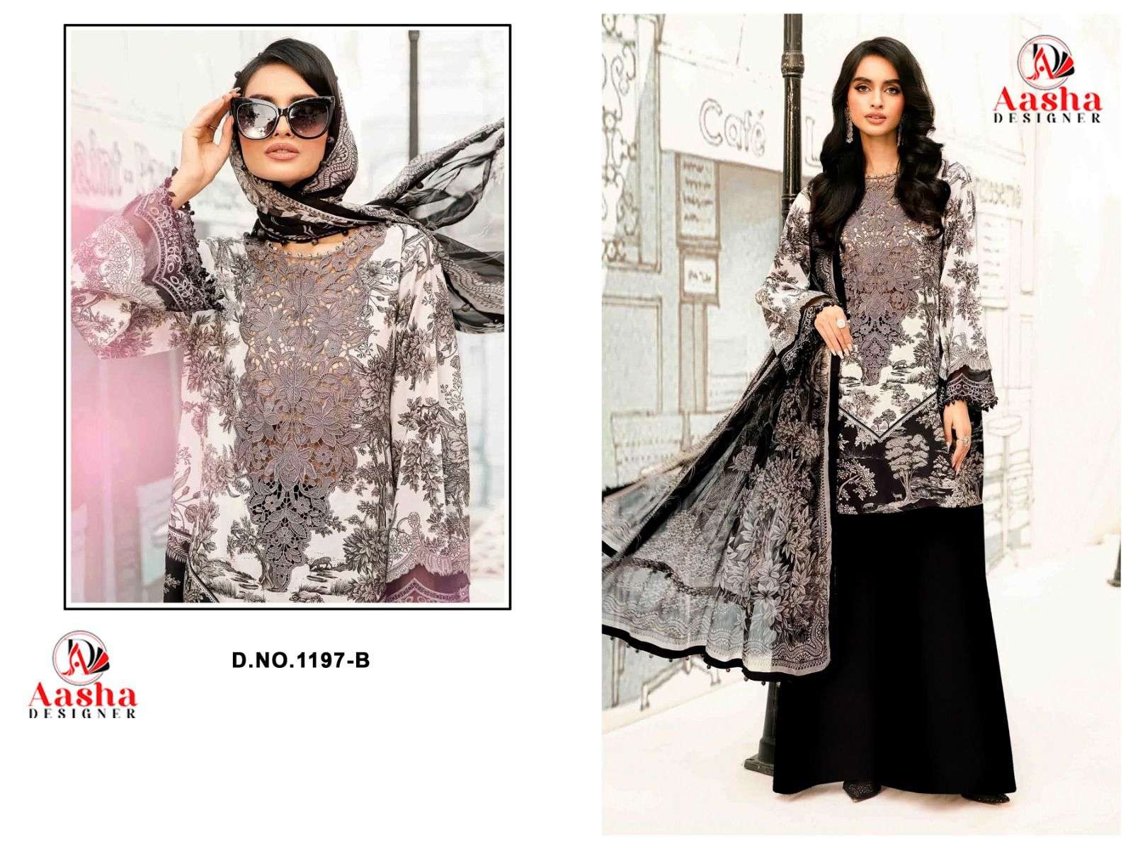 AASHA DESIGNER D NO 1197 COTTON PATCH EMBROIDERY WORK SALWAR KAMEEZ 