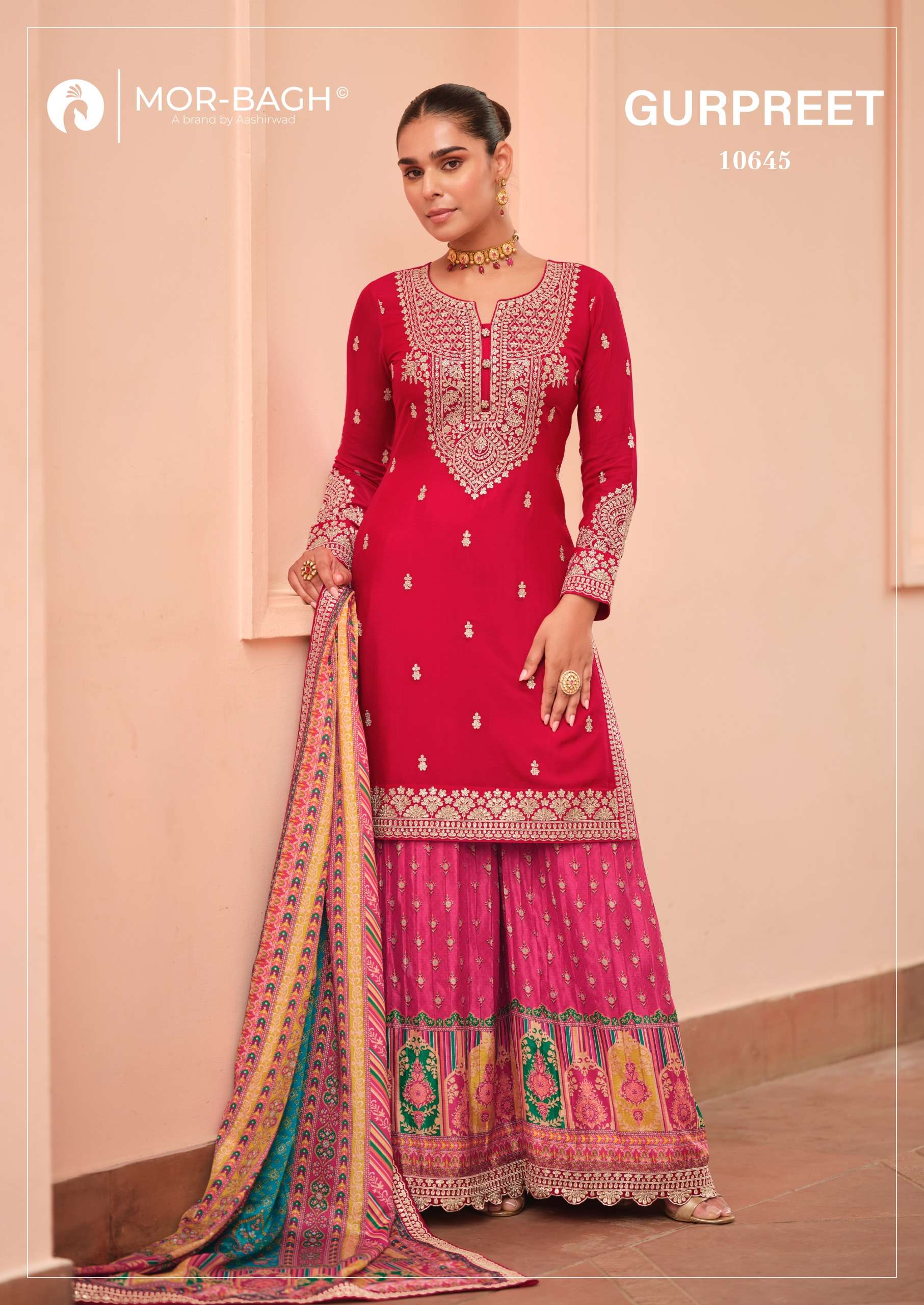 AASHIRWAD CREATION GURPREET SILK HEAVY DESIGNER WEDDING WEAR LADIES SUIT