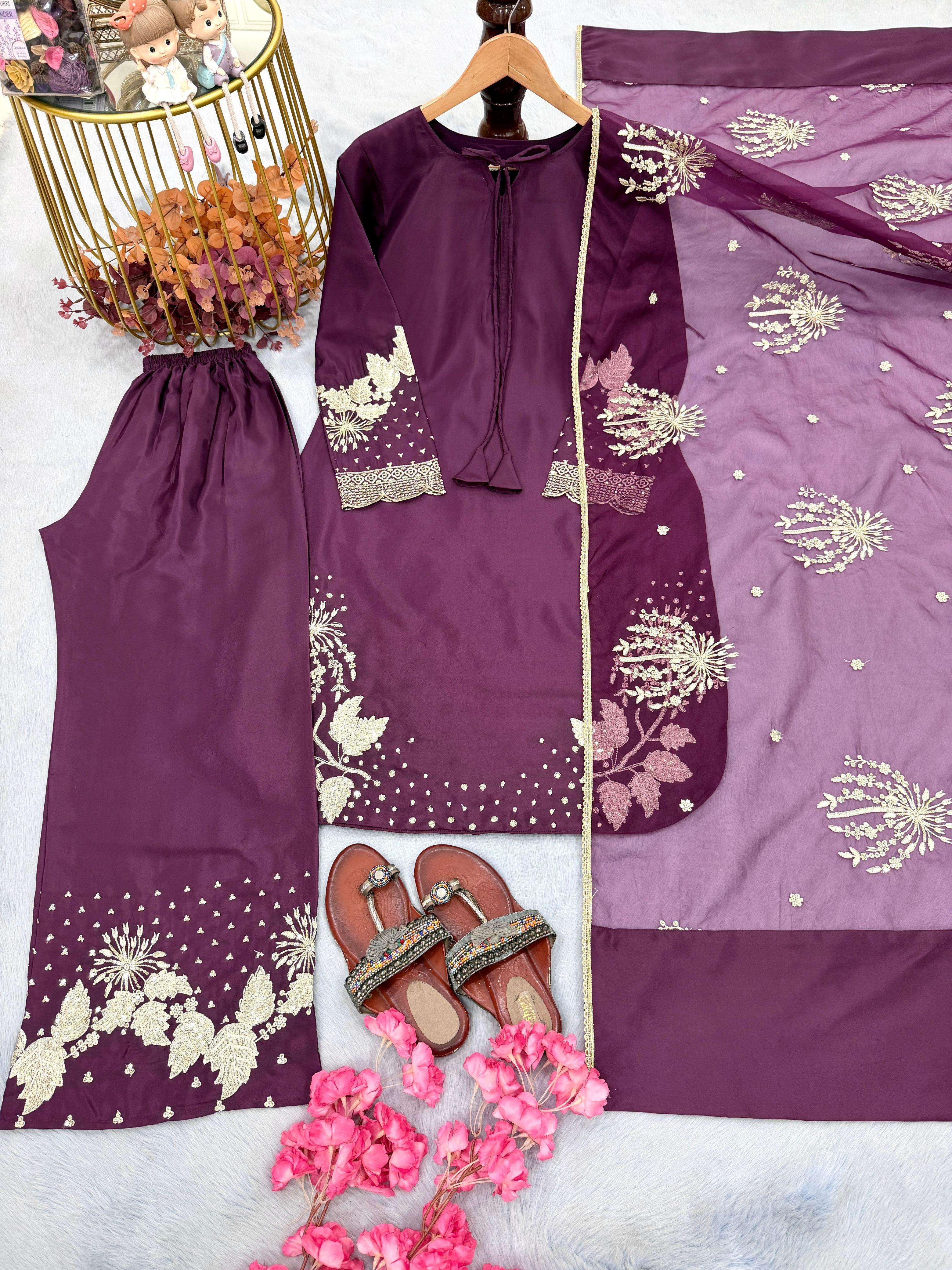 AD 202 CREPE DESIGNER PARTY WEAR LOOK LADIES 3PIECE SET COLLECTION 