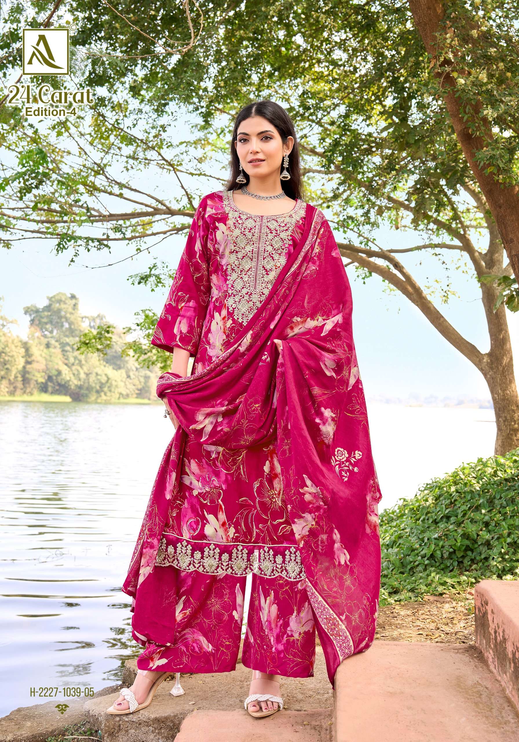 ALOK SUITS 24 CARAT VOL 4 RAYON FANCY EMBROIDERIES WORK SUIT