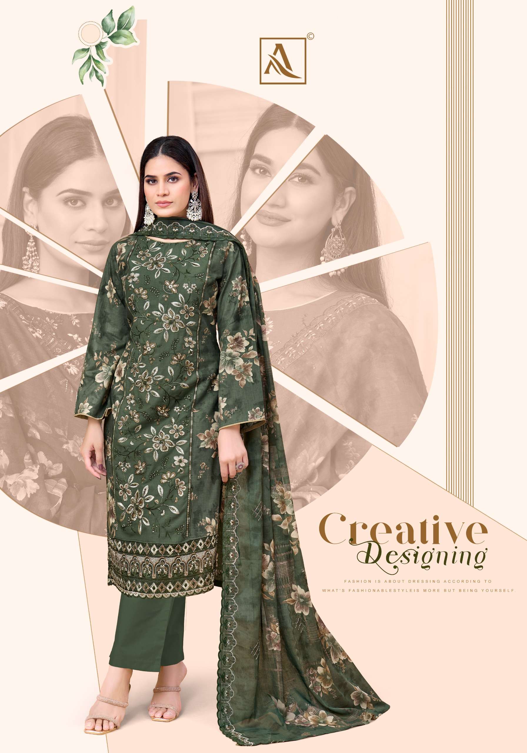 ALOK SUITS BIN ILYAS COTTON PRINT WITH FANCY EMBROIDERY WORK SUIT