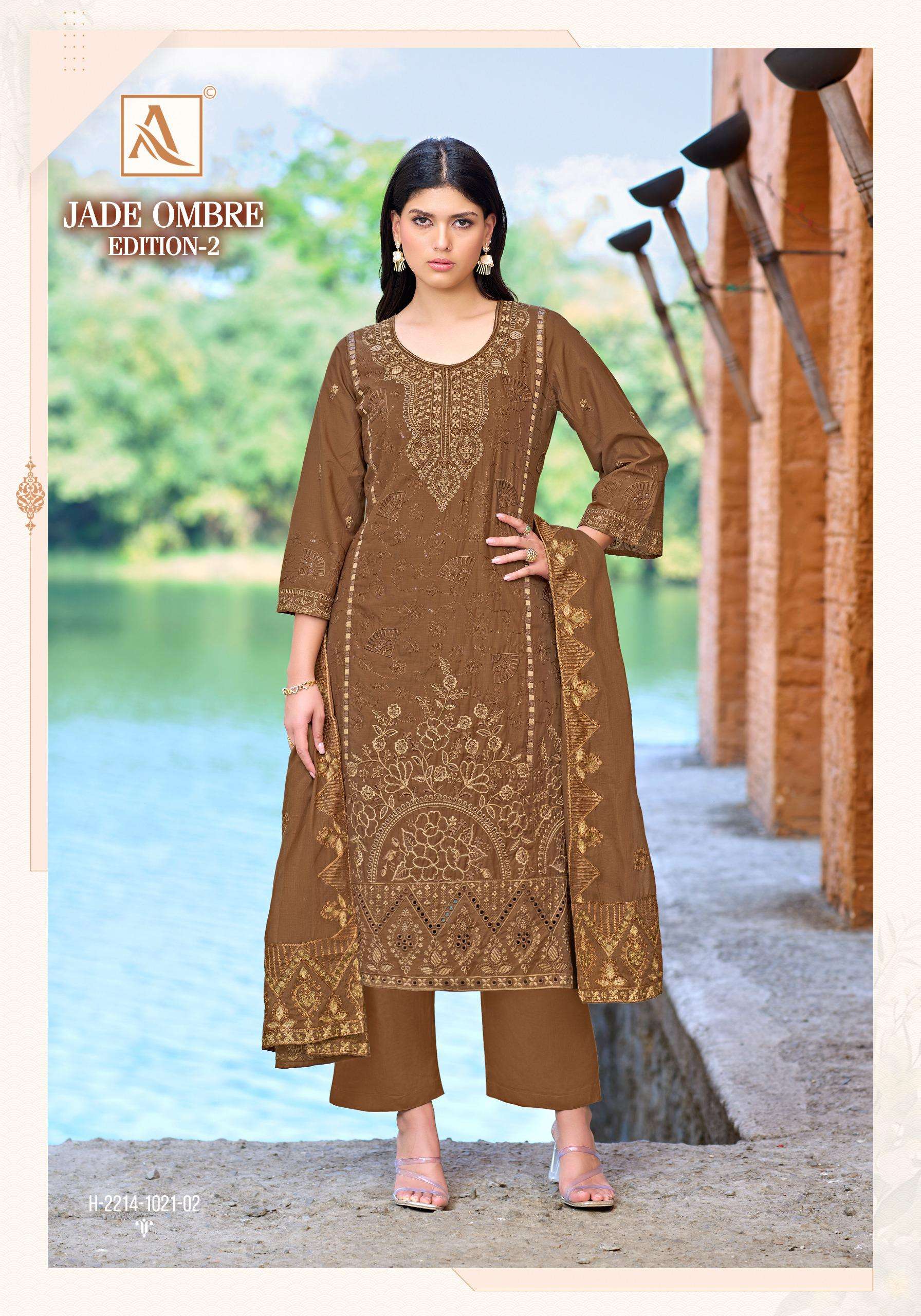 ALOK SUITS JADE OMBRE VOL 2 LAWN COTTON FANCY PAKISTANI STYLE WORK SUIT