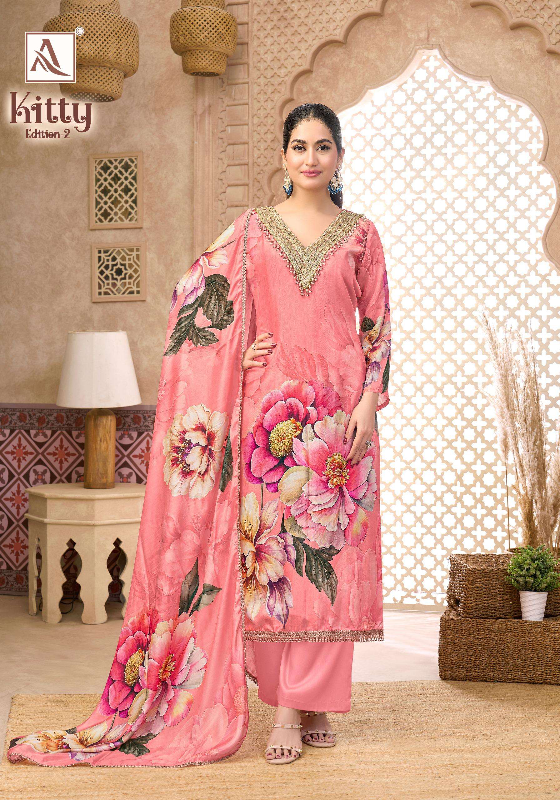 ALOK SUITS KITTY VOL 2 VISCOSE DIGITAL PRINT WITH FANCY EMBROIDERY WORK SUIT