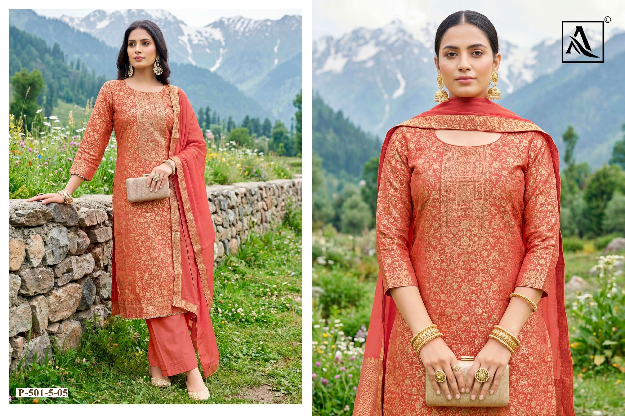 ALOK SUITS RICHI RICH JACQUARD DESIGNER WORK FANCY WORK SUIT