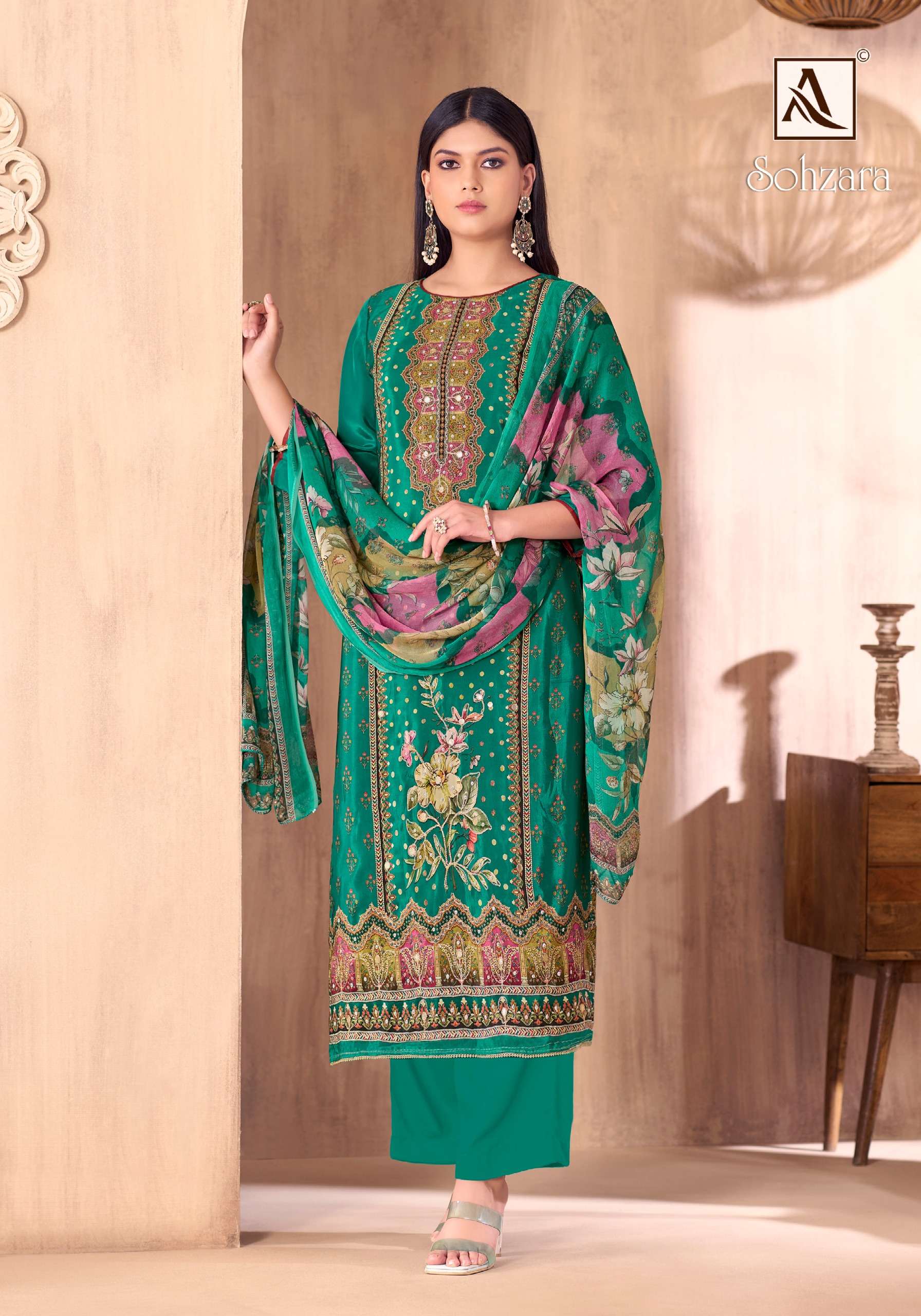 ALOK SUITS SOHZARA VISCOSE DIGITAL PRINT WITH FANCY WORK SUIT