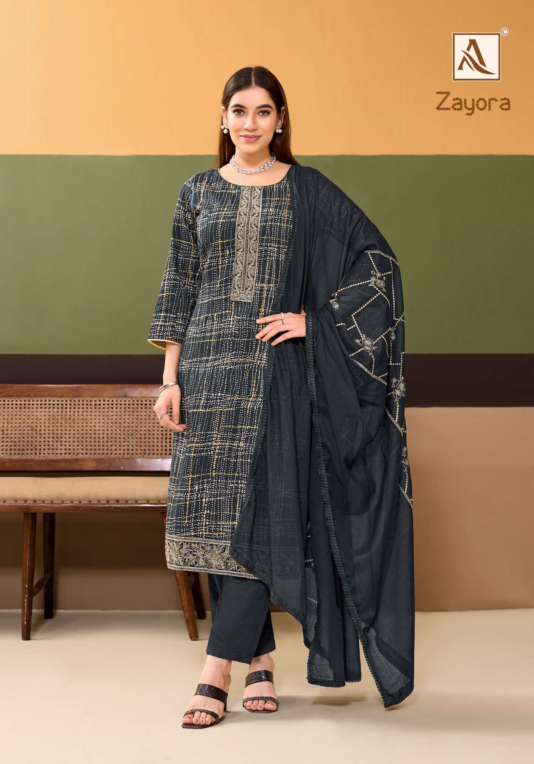ALOK SUITS  ZAYORA JAM COTTON WITH FANCY EMBROIDERY WORK SUIT