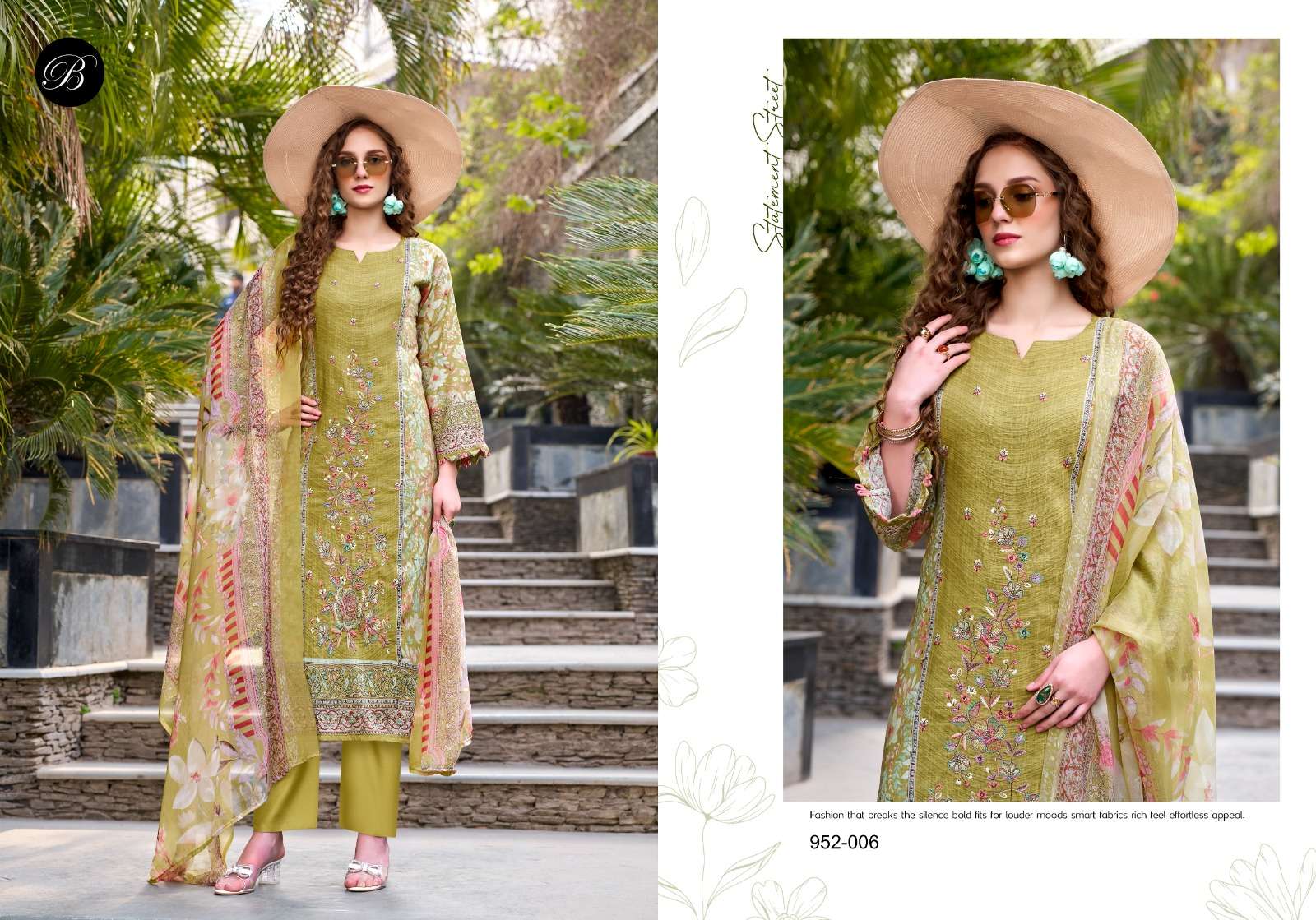 BELLIZA DESIGNER STUDIO REHANA COTTON DIGITAL PRINTS WITH FANCY WORK SUIT