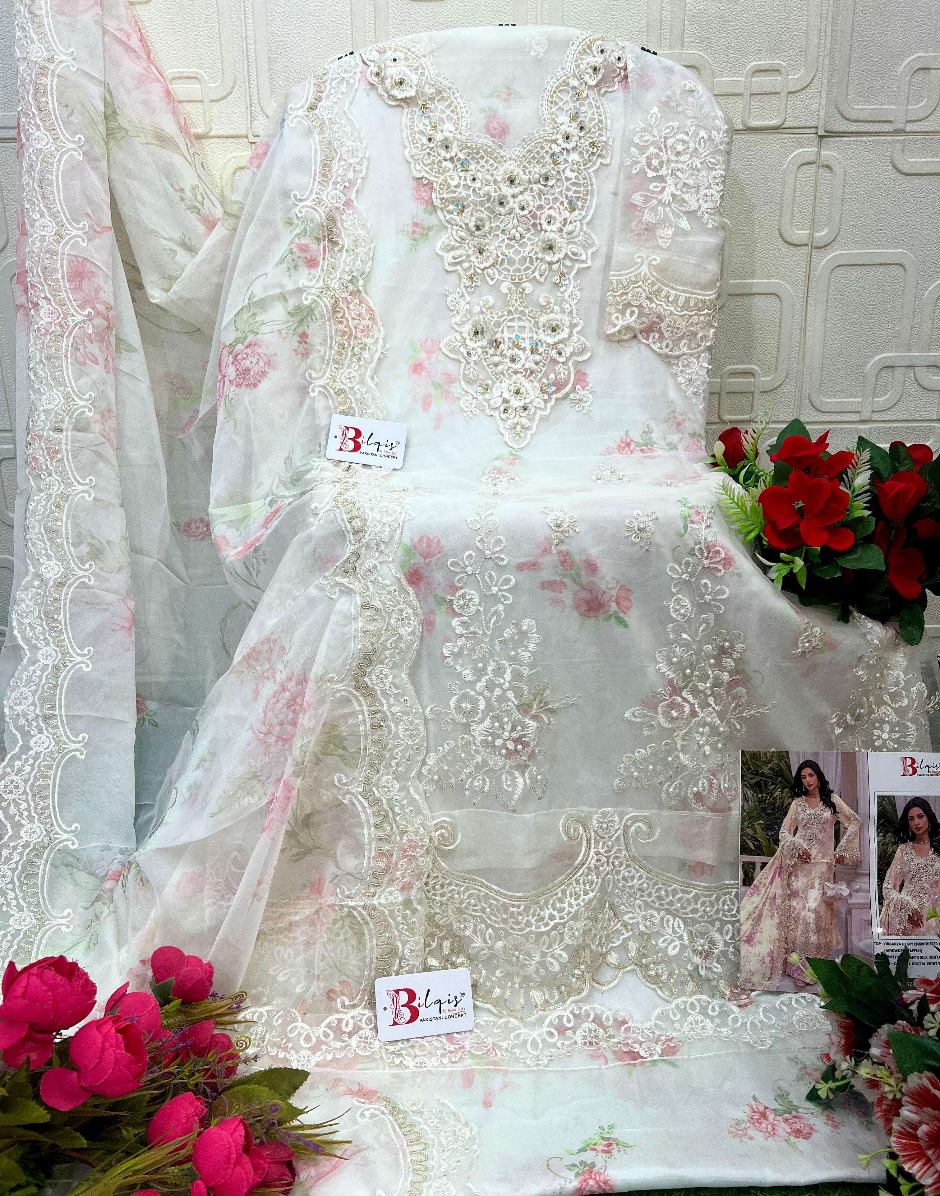 BILQIS B 232 ORGANZA HEAVY BEAUTIFUL EMBROIDERED PAKISTANI SUIT