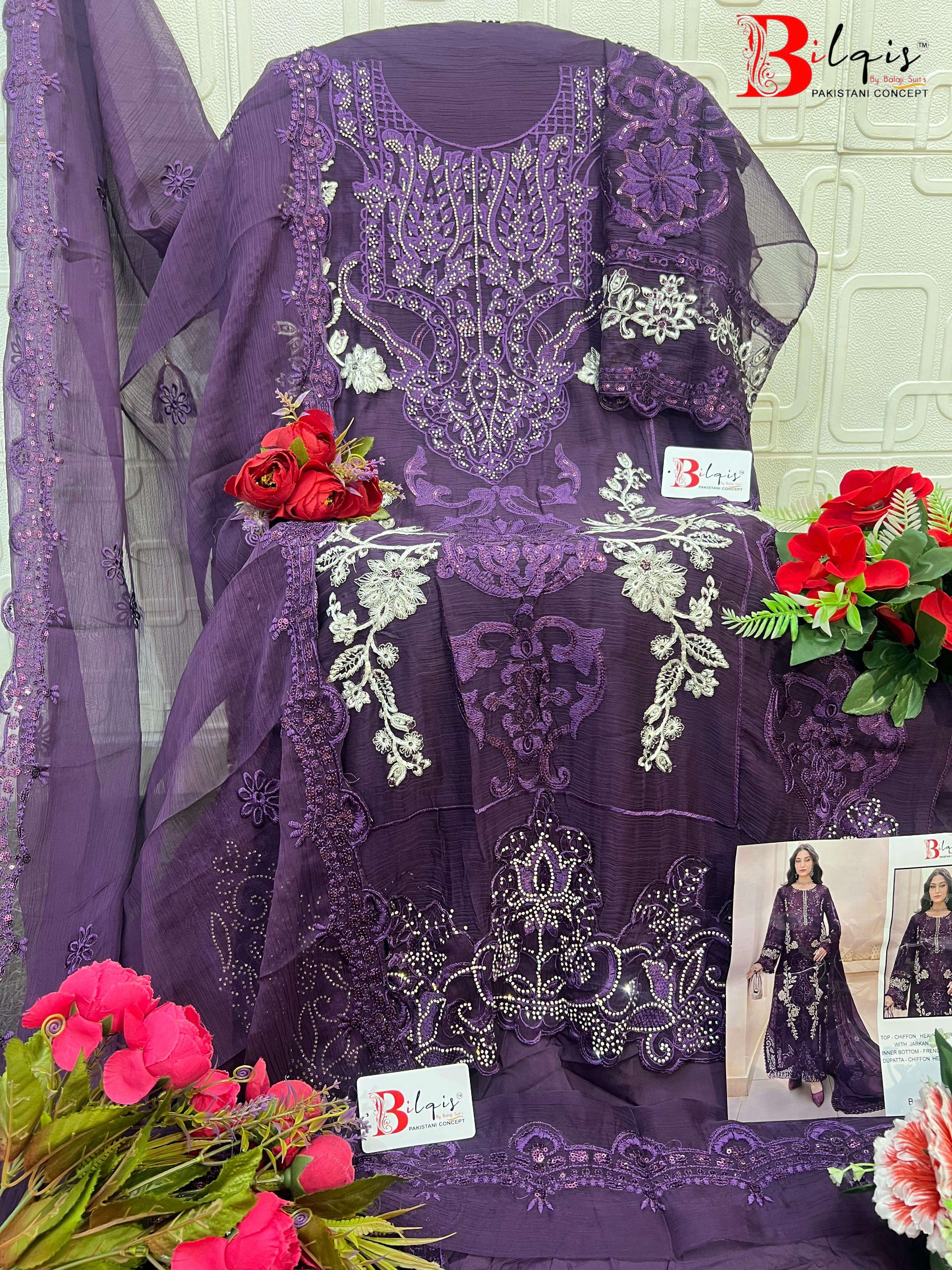 BILQIS B 246 CHIFFON HEAVY EMBROIDERED PAKISTANI SUIT