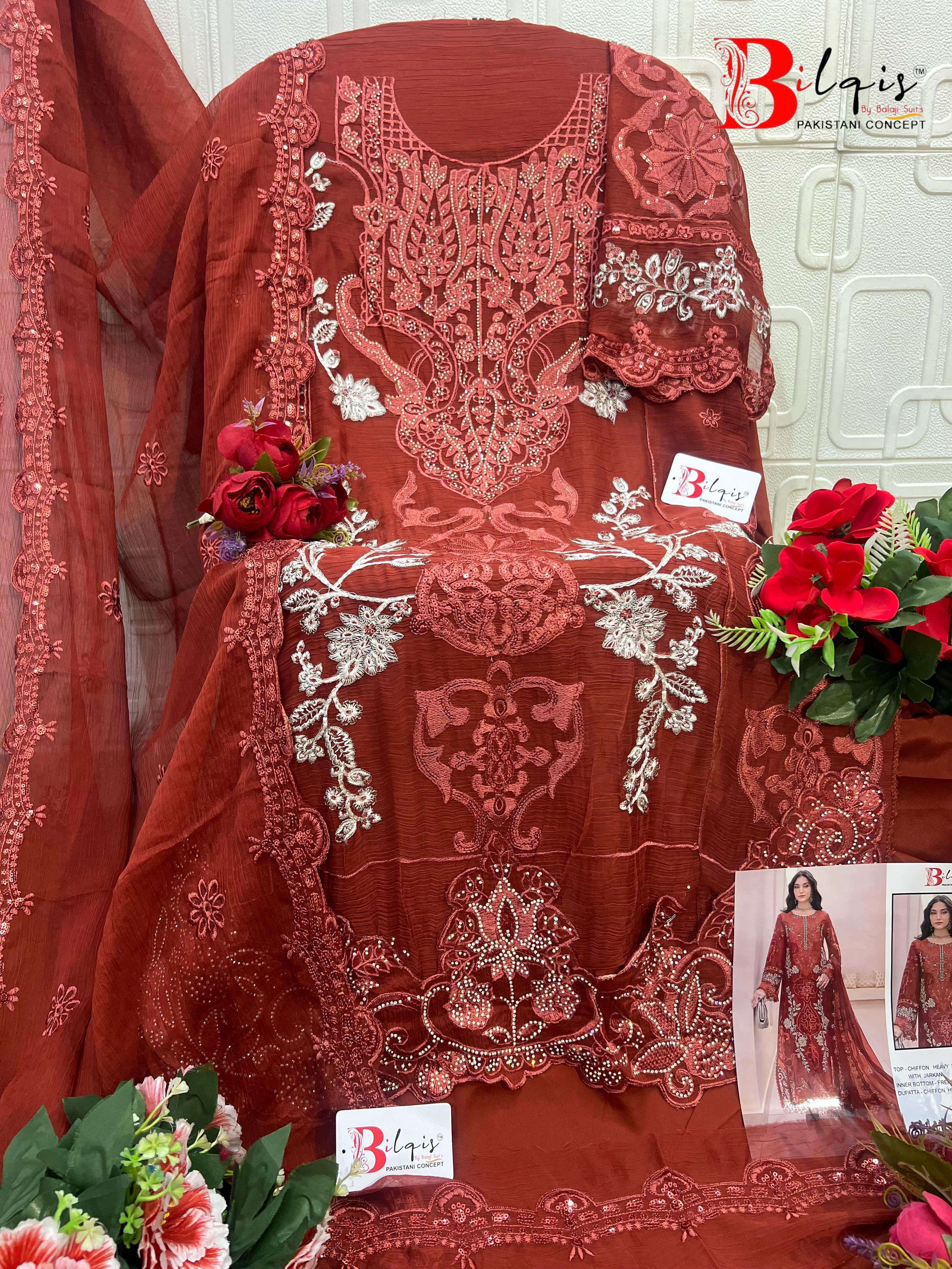 BILQIS B 246 CHIFFON HEAVY EMBROIDERED PAKISTANI SUIT