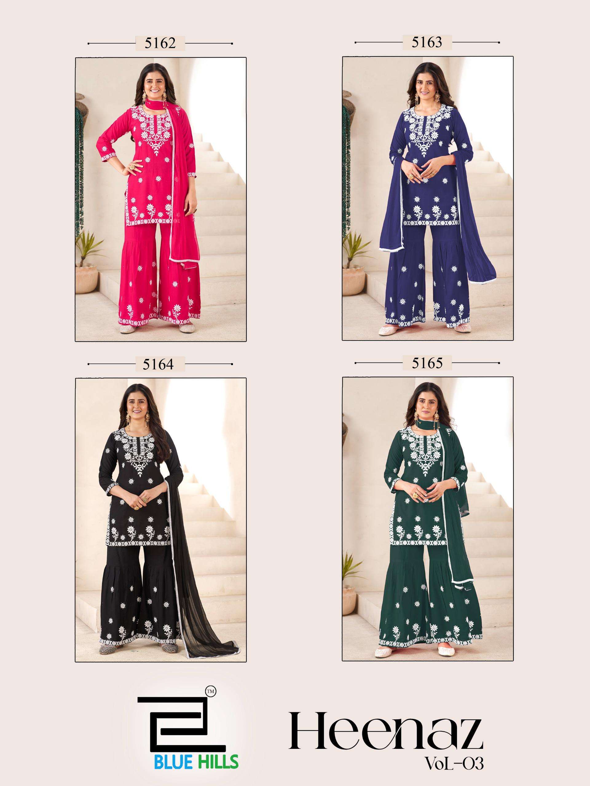 BLUE HILLS HEENAZ VOL 3 RAYON FANCY WORKS LADIES 3PCS SET COLLECTION 