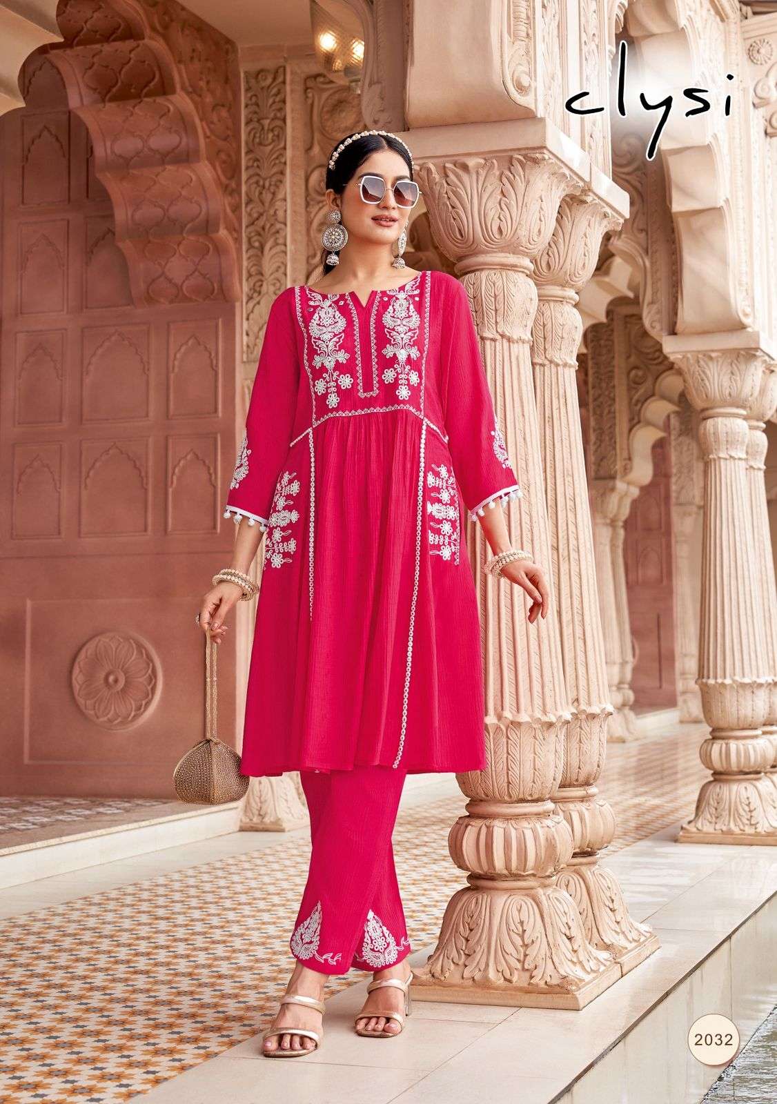 CLYSI NOVA VISCOSE FANCY WORKS LADIES KURTI WITH BOTTOM PAIR 