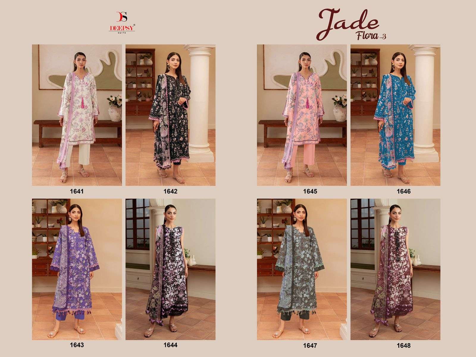 DEEPSY SUITS JADE FLORA VOL 3 COTTON FANCY PATCH EMBROIDERY WORK SUITS AT SALWAR KAMEEZ 