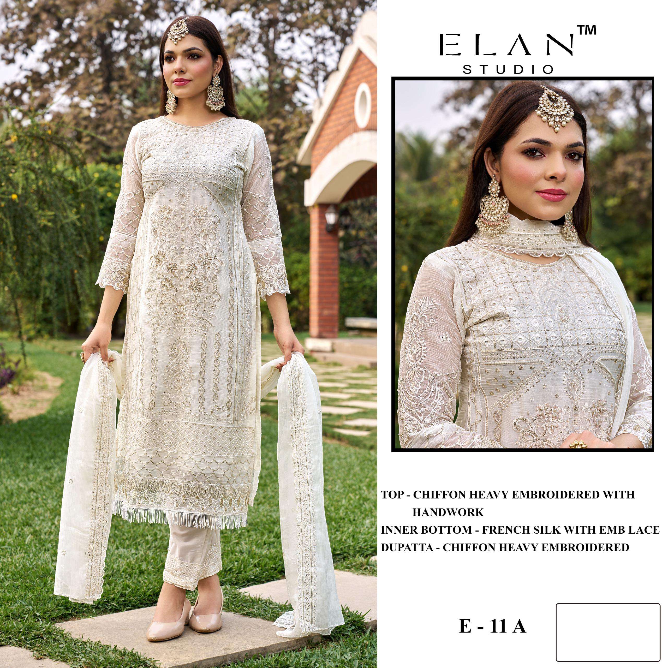 ELAN STUDIO E 11 CHIFFON HEAVY EMBROIDERED DESIGNER PAKISTANI SUIT