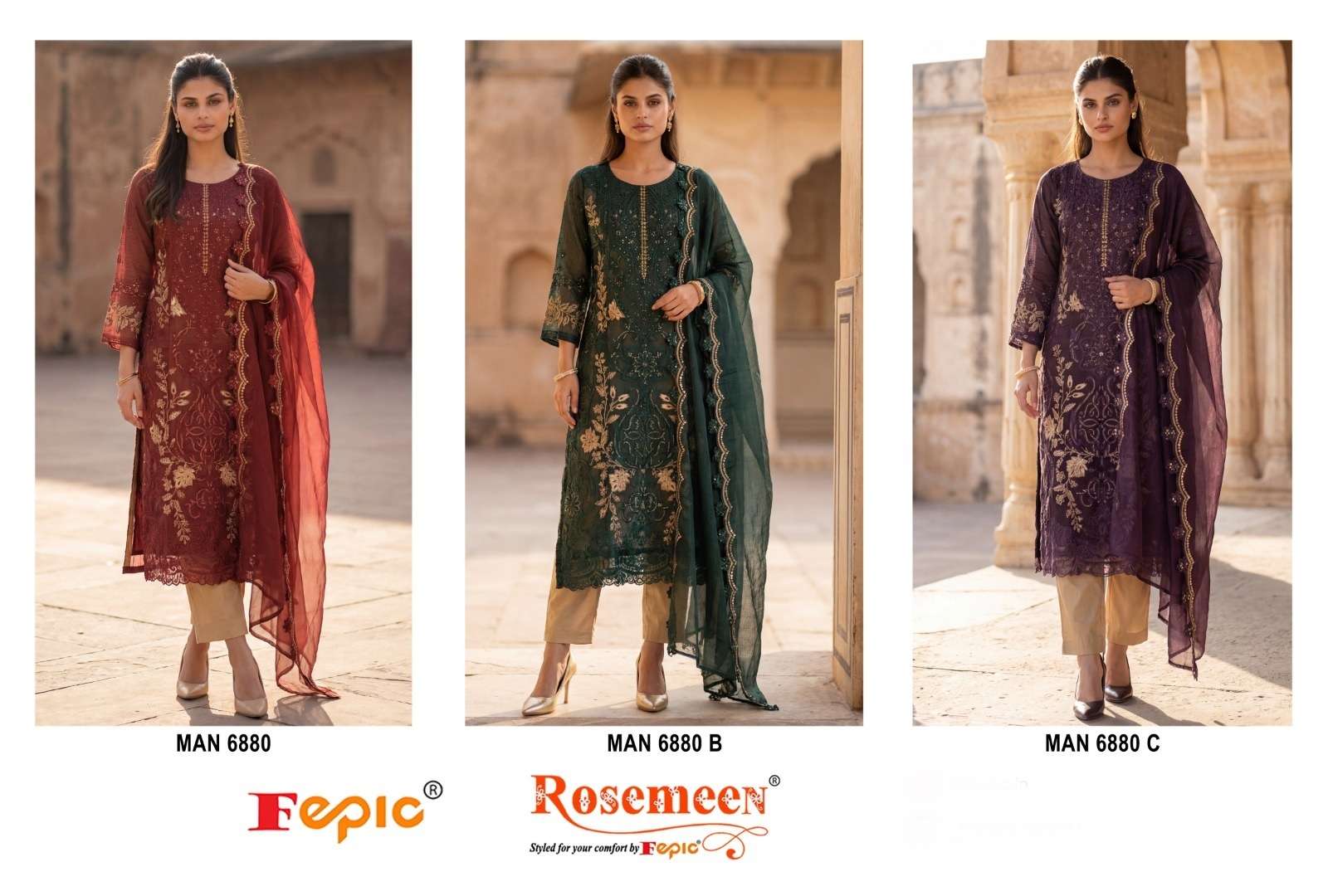 FEPIC ROSEMEEN MAN6880 COTTON EMBROIDERED PAKISTANI SUIT