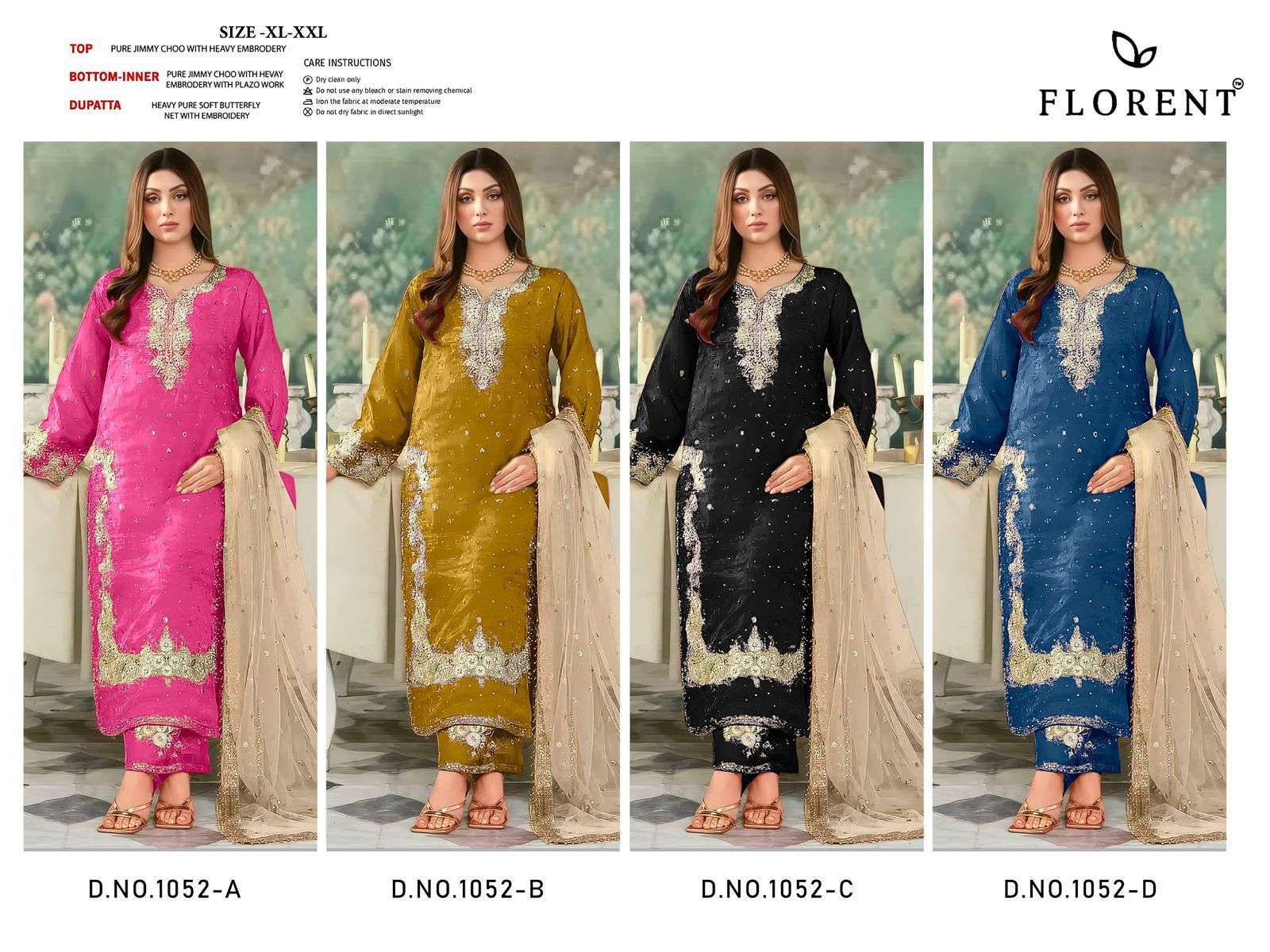  FLORENT D NO 1052 JIMMY CHOO SILK EMBROIDERED DESIGNER PAKISTANI SUIT