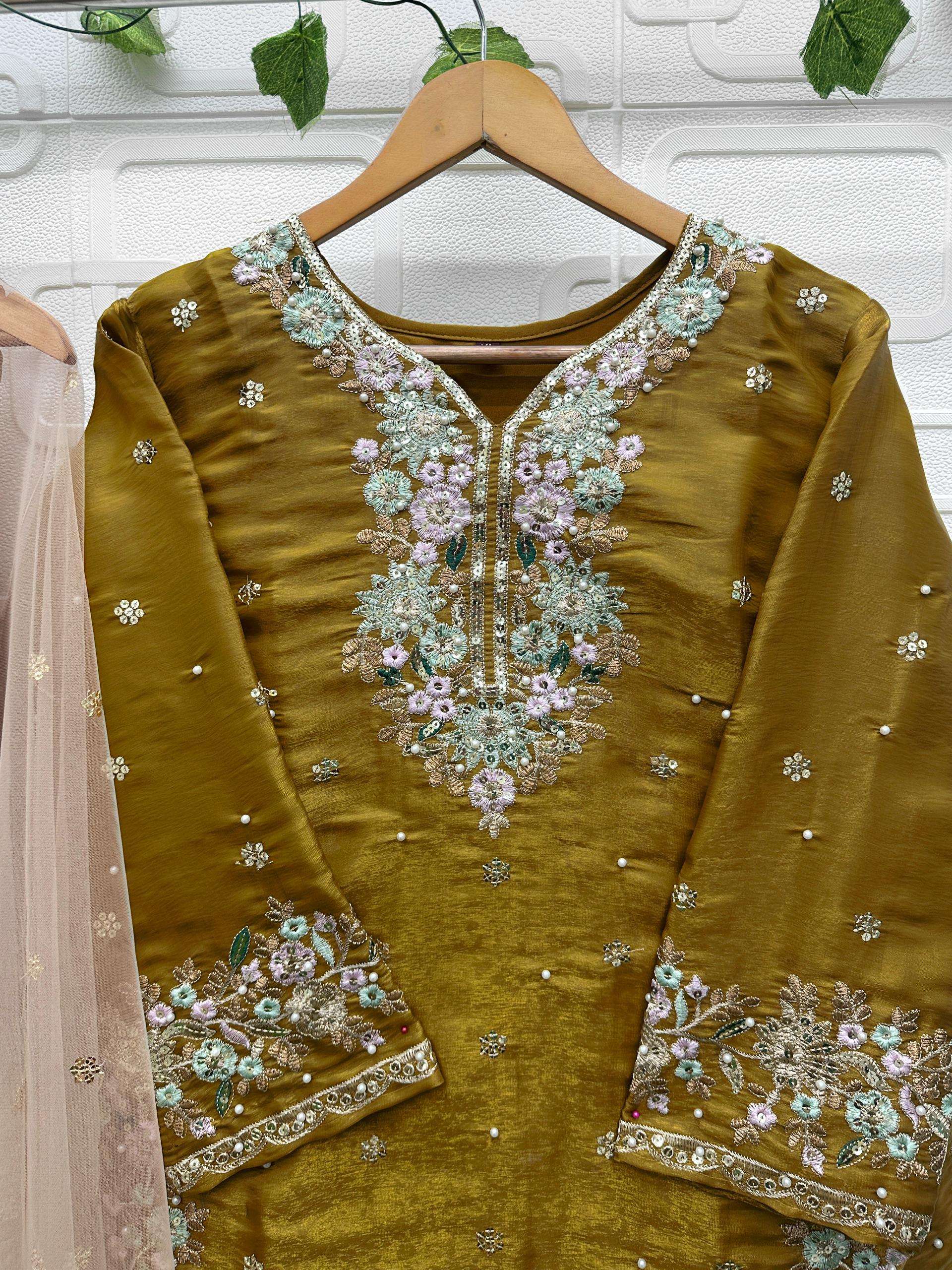  FLORENT D NO 1052 JIMMY CHOO SILK EMBROIDERED DESIGNER PAKISTANI SUIT