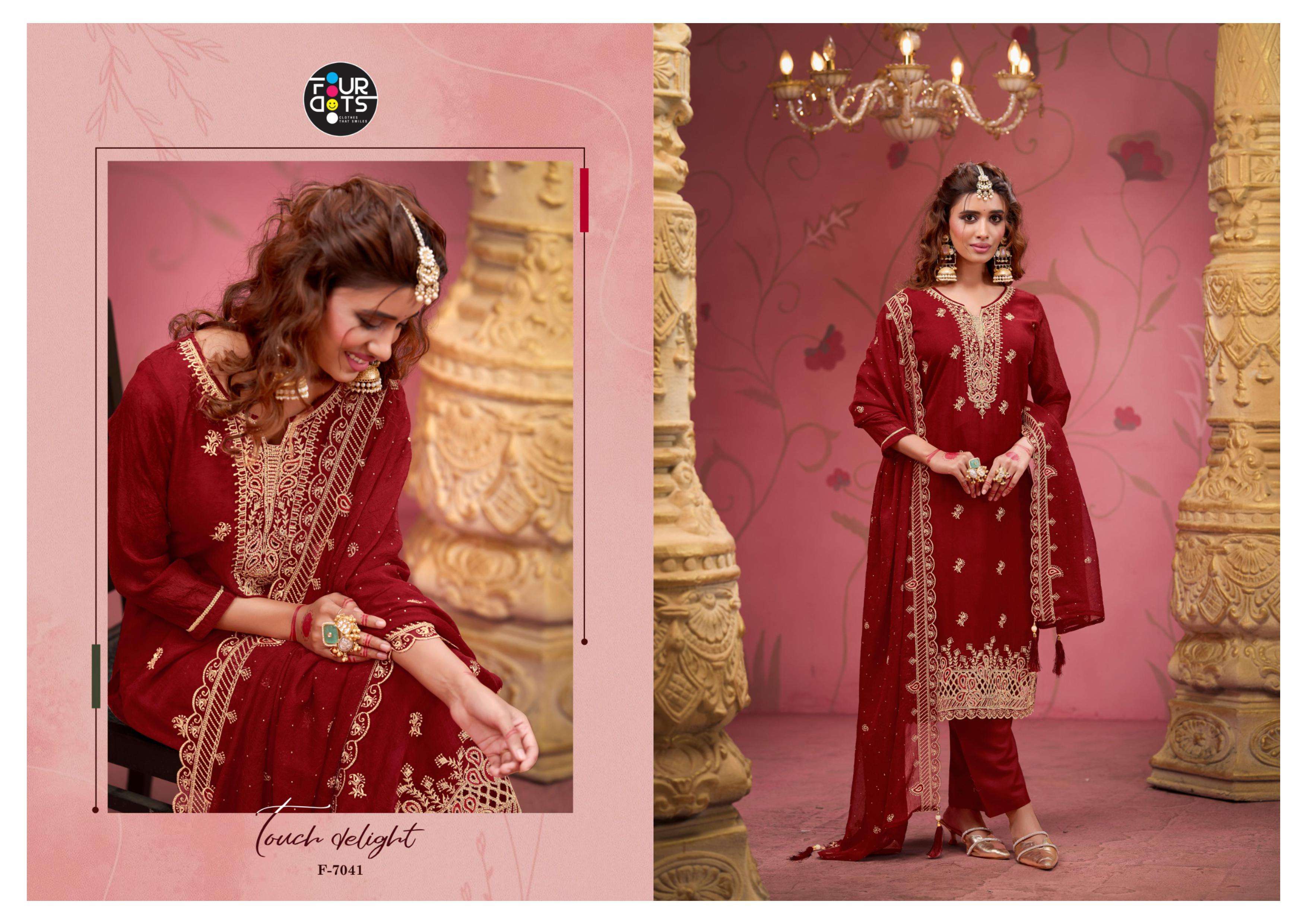 FOURDOTS SELAH ORGANZA HEAVY EMBROIDERED DESIGNER WORK SUIT
